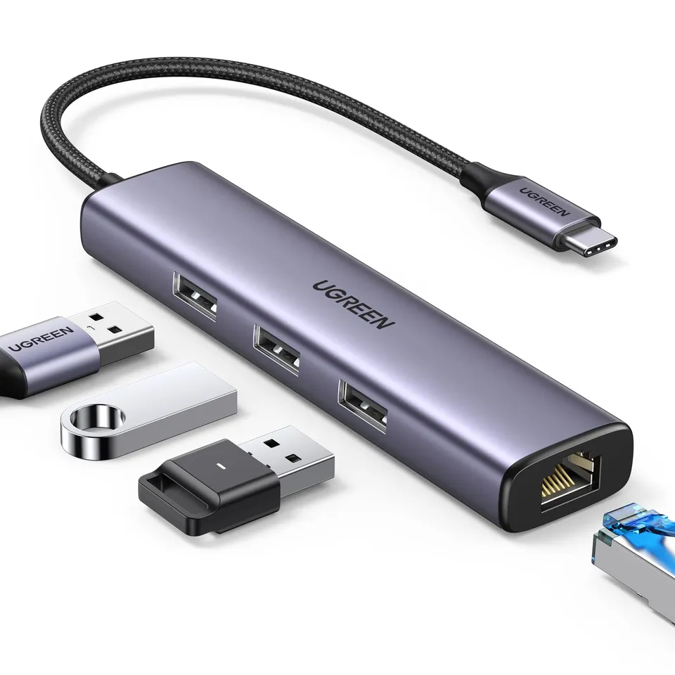 ugreen-hub-usb-c-ethernet-gigabit-4-in-1-con-3-porte-usb-a-usb-3-0-adattatore-la image 1