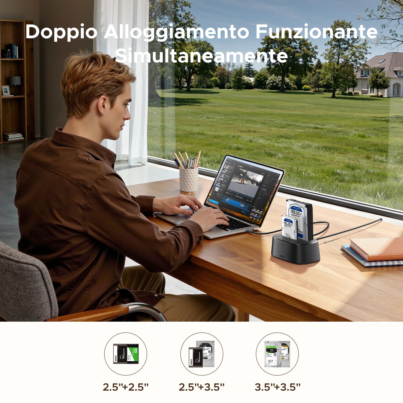ugreen-stazione-docking-hard-disk-dual-bay-usb-3-0-5gbps-con-clonazione-offline- image 2