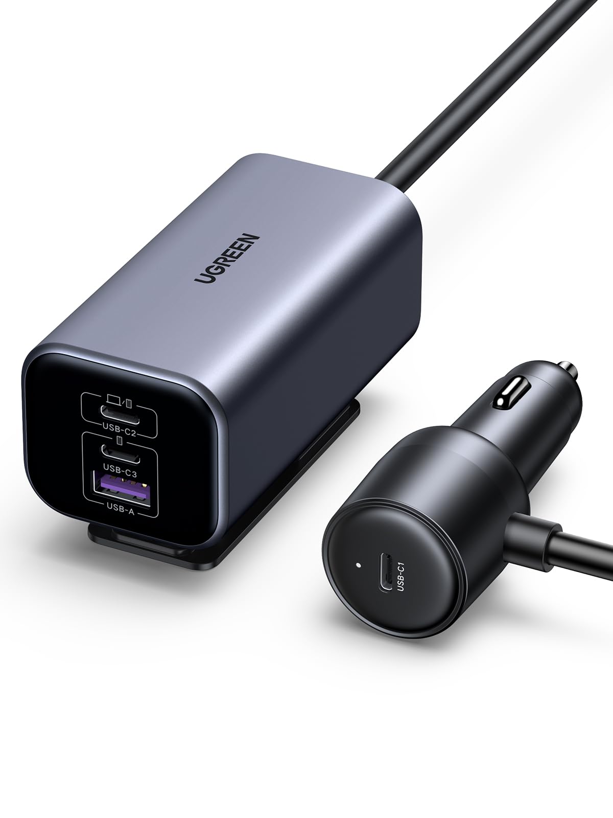 ugreen-150w-caricatore-auto-usb-c-gan-4-porte-pd-3-1-con-cavo-1m image 1