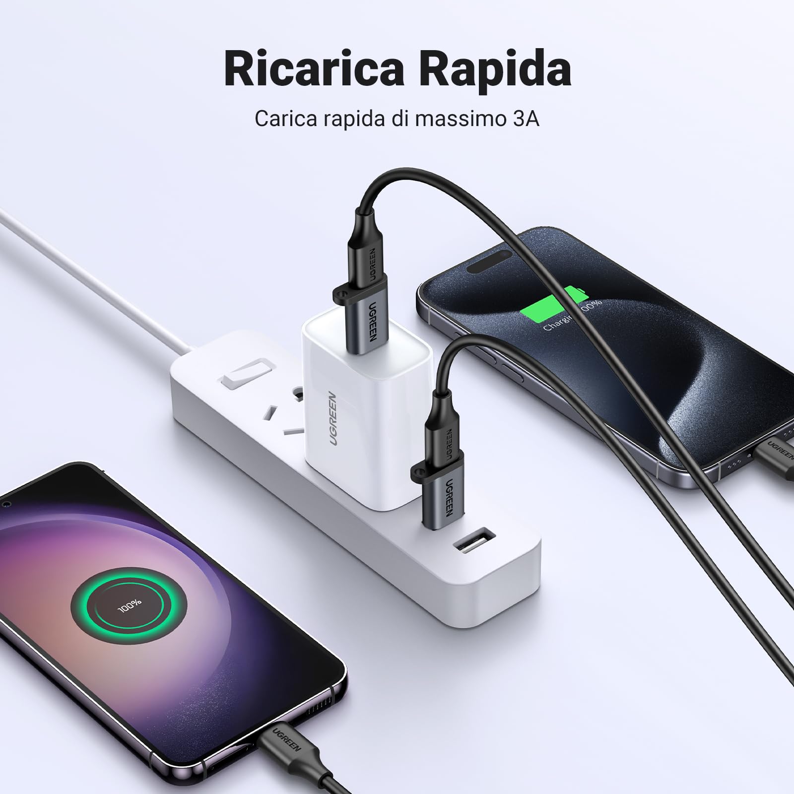 ugreen-adattatore-usb-c-femmina-a-usb-a-maschio-3-0-5gbps-con-ricarica-3a-nero image 2