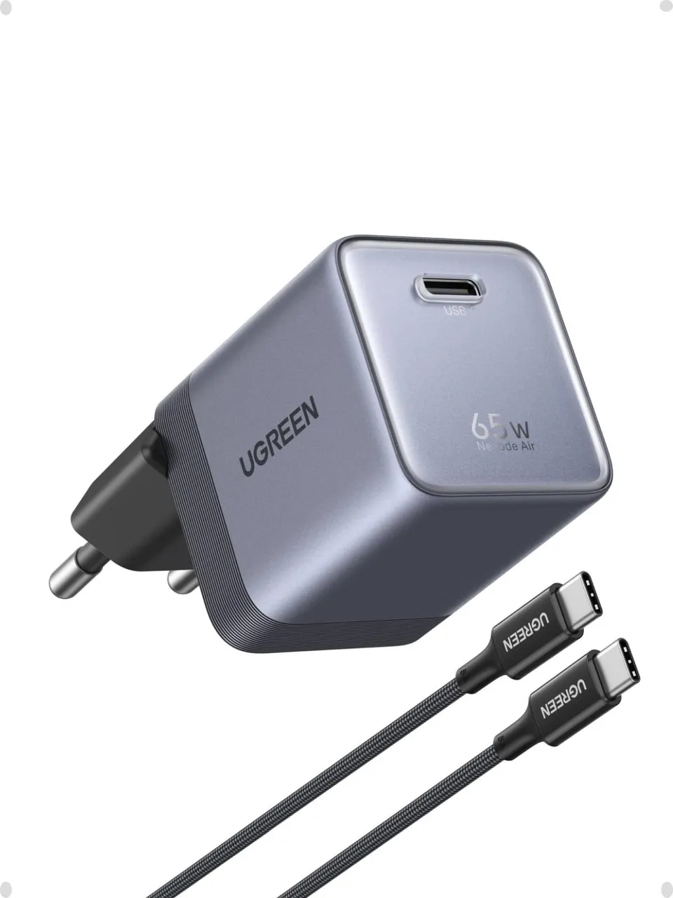 ugreen-nexode-air-65w-caricatore-usb-c-gan-ii-pd-3-0-con-cavo-usb-c-grigio image 1
