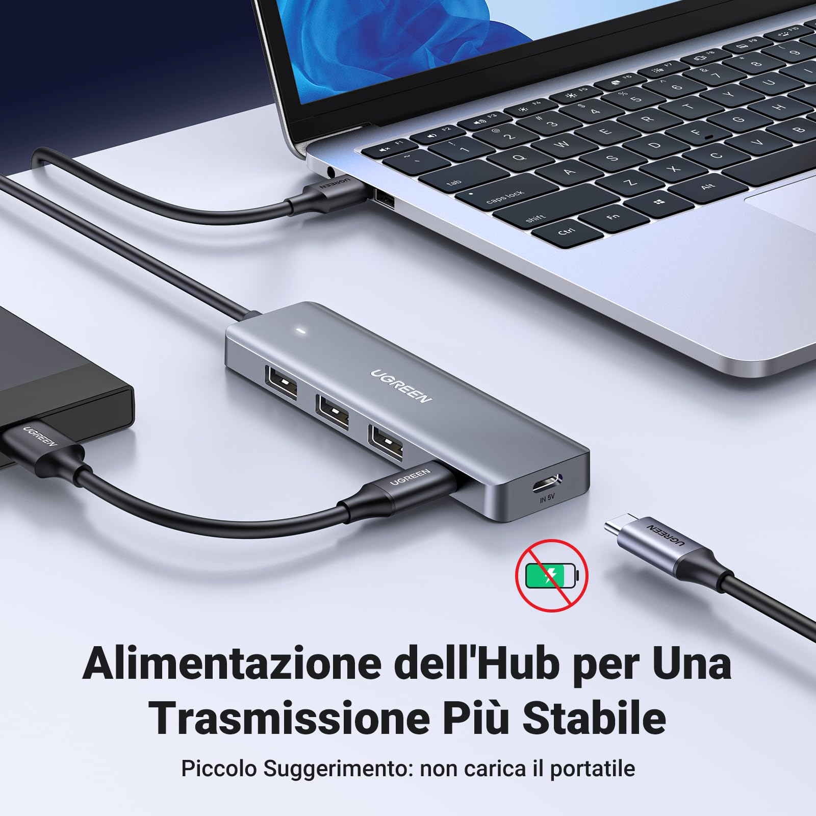 ugreen-hub-usb-3-0-4-porte-5gbps-con-cavo-60cm-per-pc-mac-ps5-dischi-rigidi-e-pe image 4
