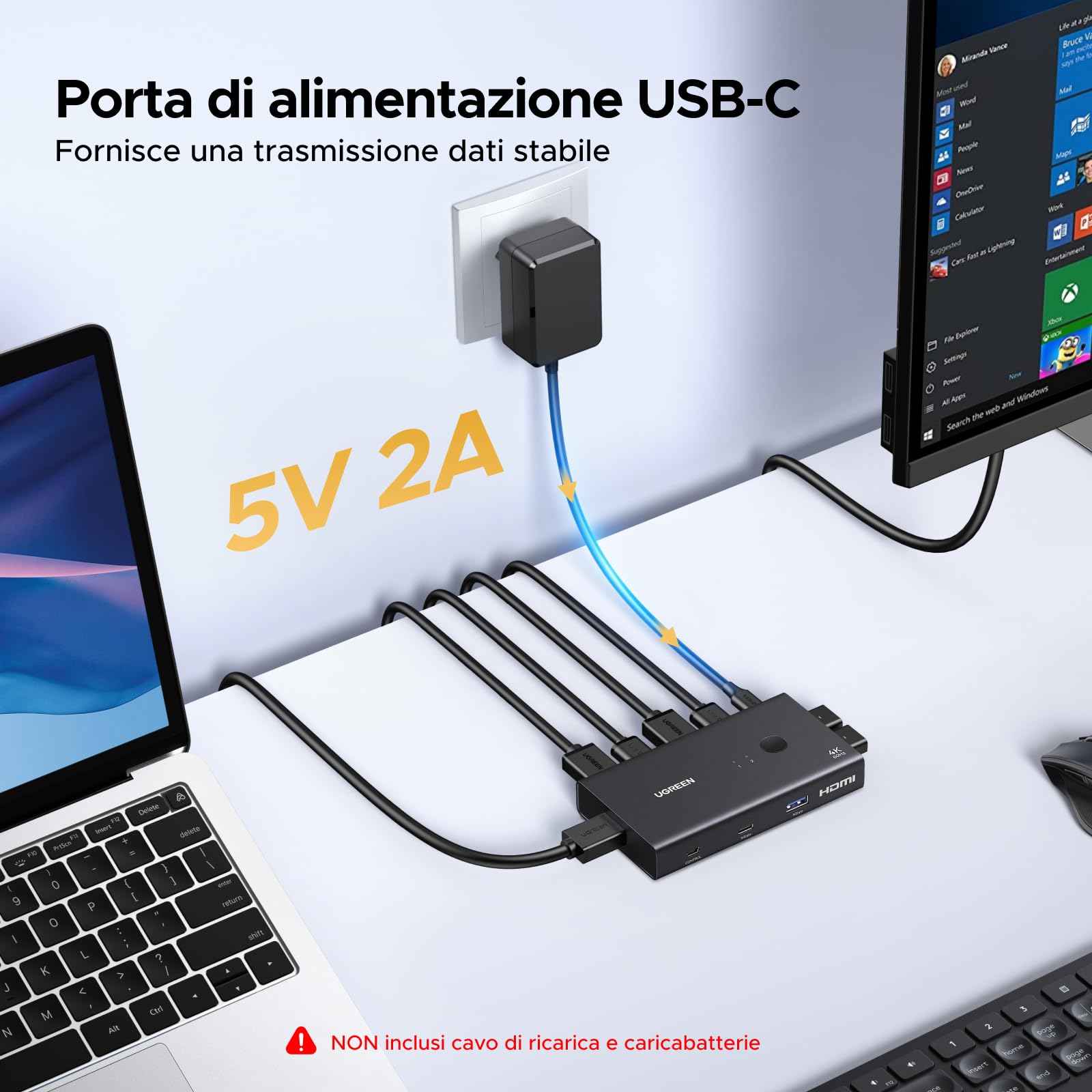 ugreen-switch-kvm-hdmi-2-0-4k-60hz-2-pc-con-4-porte-usb-3-0 image 7