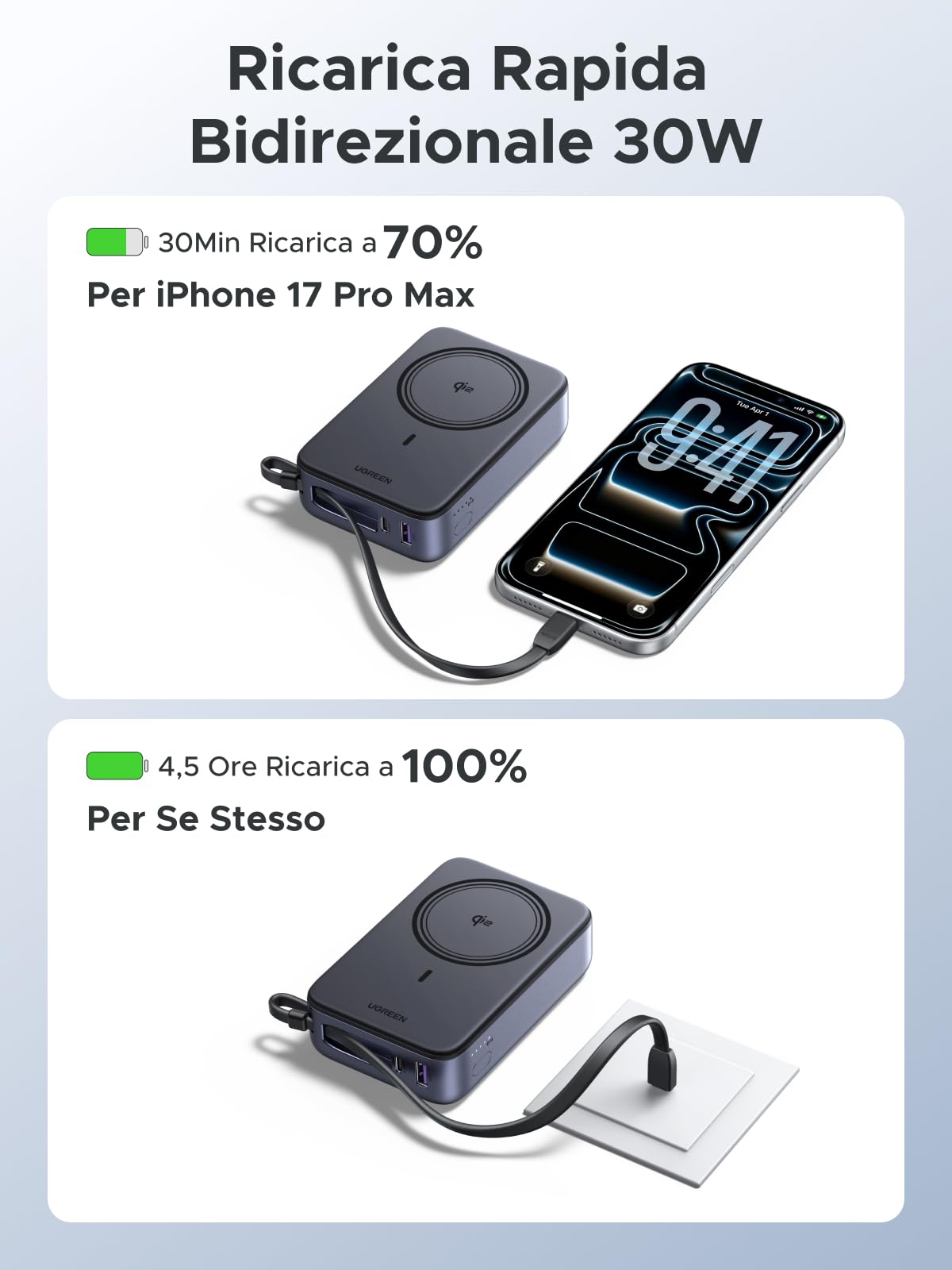ugreen-zapix-qi2-power-bank-magsafe-20000mah-30w-con-cavo-usb-c image 3