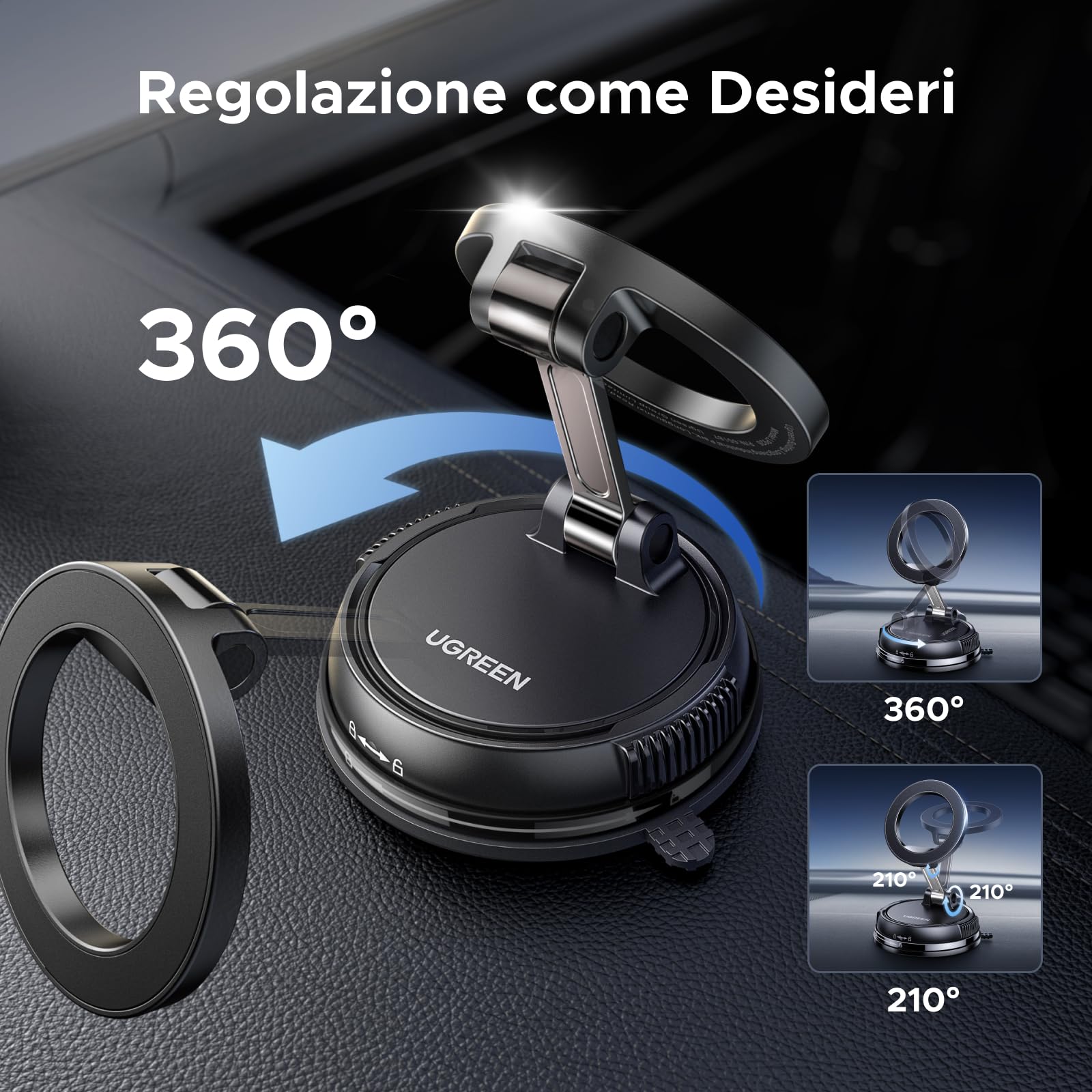 ugreen-supporto-telefono-auto-magnetico-magsafe-rotazione-360-nero image 8