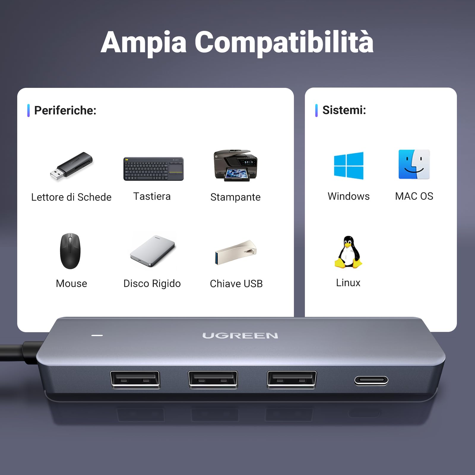 ugreen-hub-usb-3-0-4-porte-5gbps-con-cavo-60cm-per-pc-mac-ps5-dischi-rigidi-e-pe image 5
