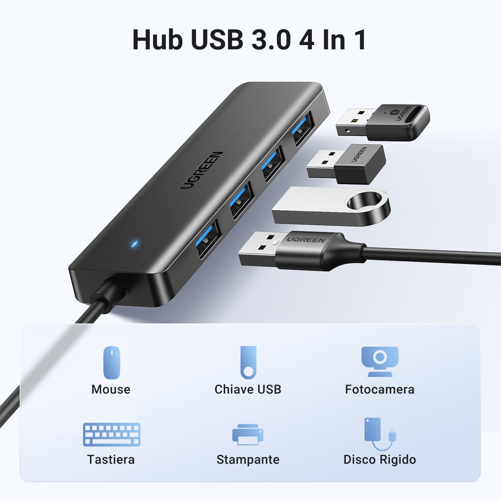 ugreen-hub-usb-3-0-4-porte-5gbps-cavo-15cm image 2