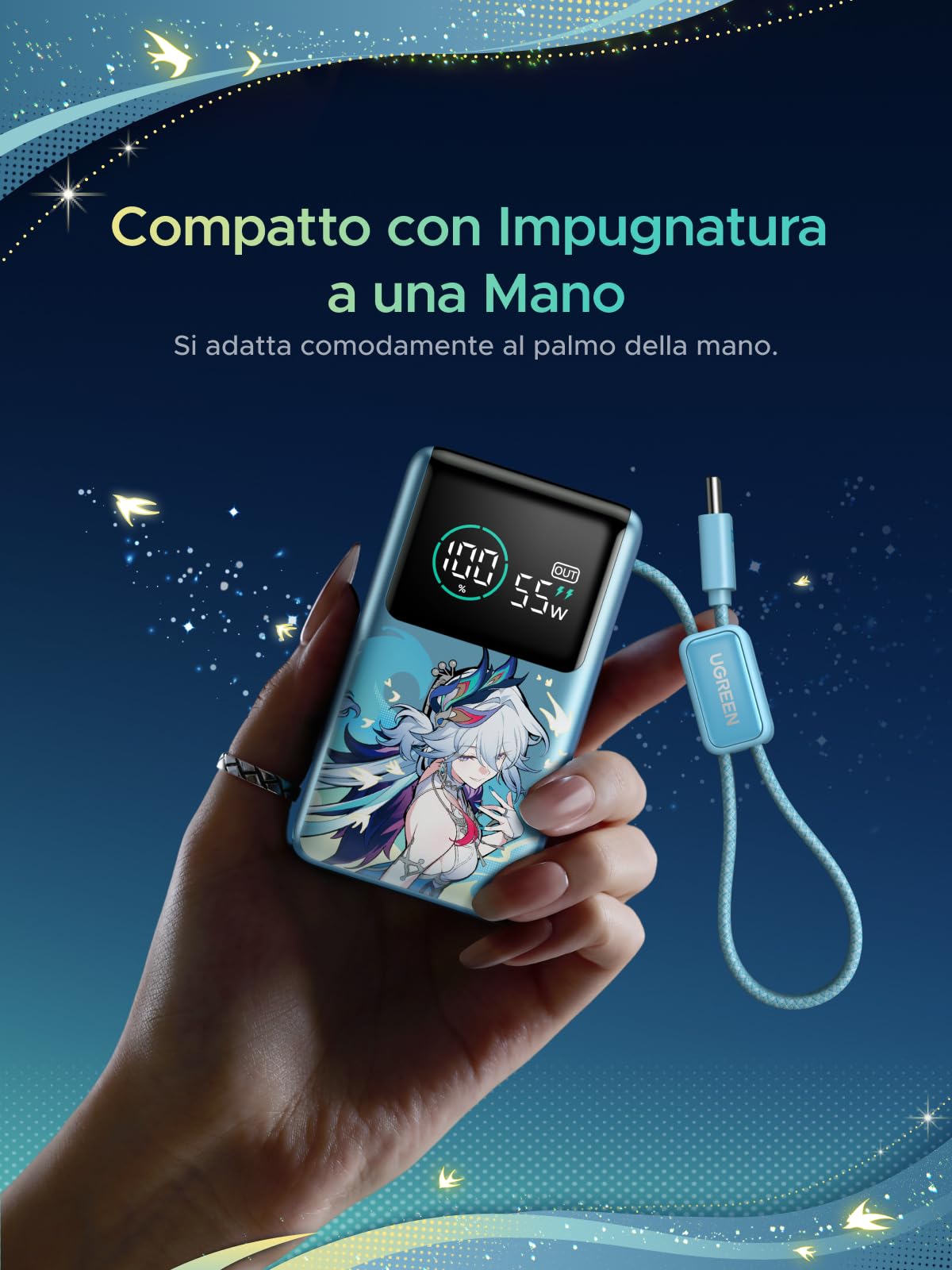 ugreen-nexode-pro-55w-power-bank-10000mah-con-cavo-usb-c-integrato-blu-pavone image 4