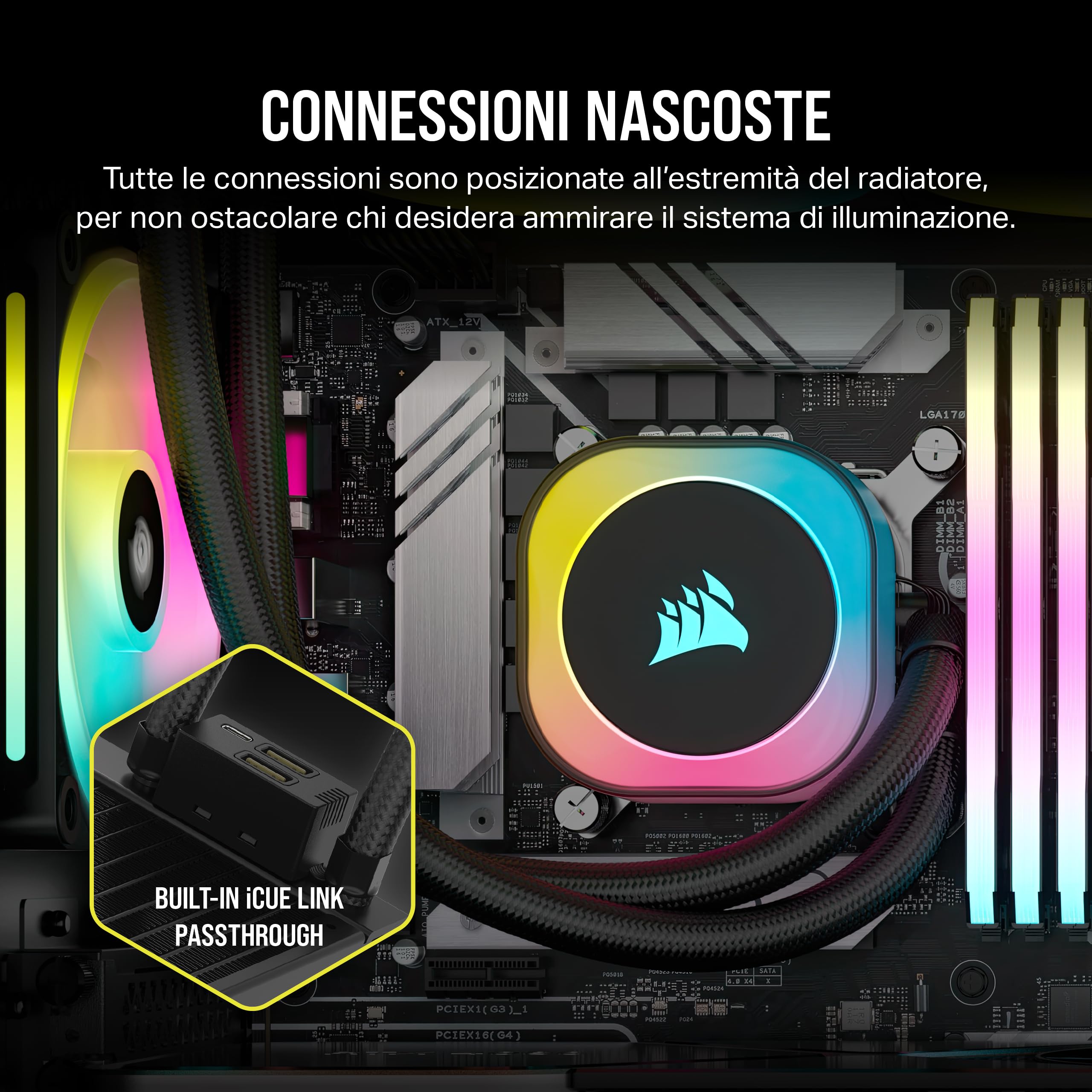 corsair-icue-link-h150i-rgb-dissipatore-a-liquido-cpu-360-mm-nero image 5