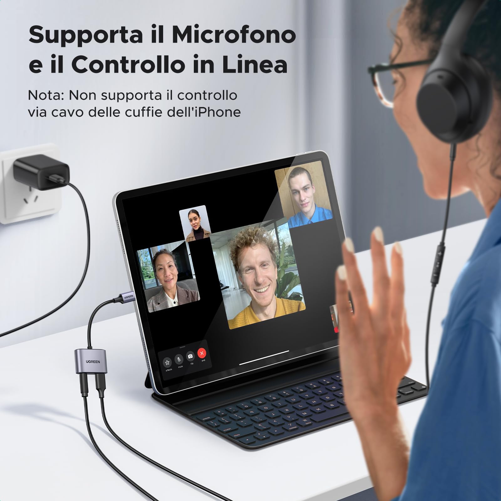ugreen-adattatore-usb-c-a-jack-3-5-mm-pd-60w-con-dac-hi-res-24-bit-96khz image 6