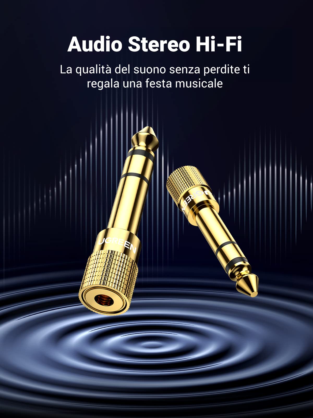 ugreen-adattatore-audio-jack-3-5mm-femmina-a-6-35mm-maschio-stereo-hifi-2-pack image 2