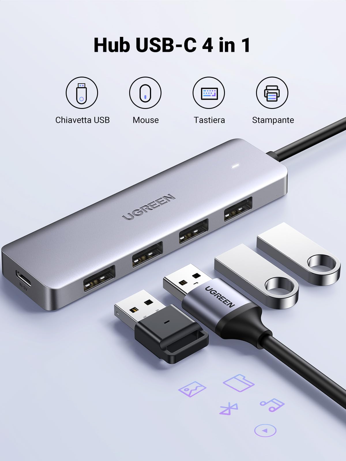 ugreen-hub-usb-c-a-4-porte-usb-3-0-5gbps-con-alimentazione-usb-c-15cm image 3