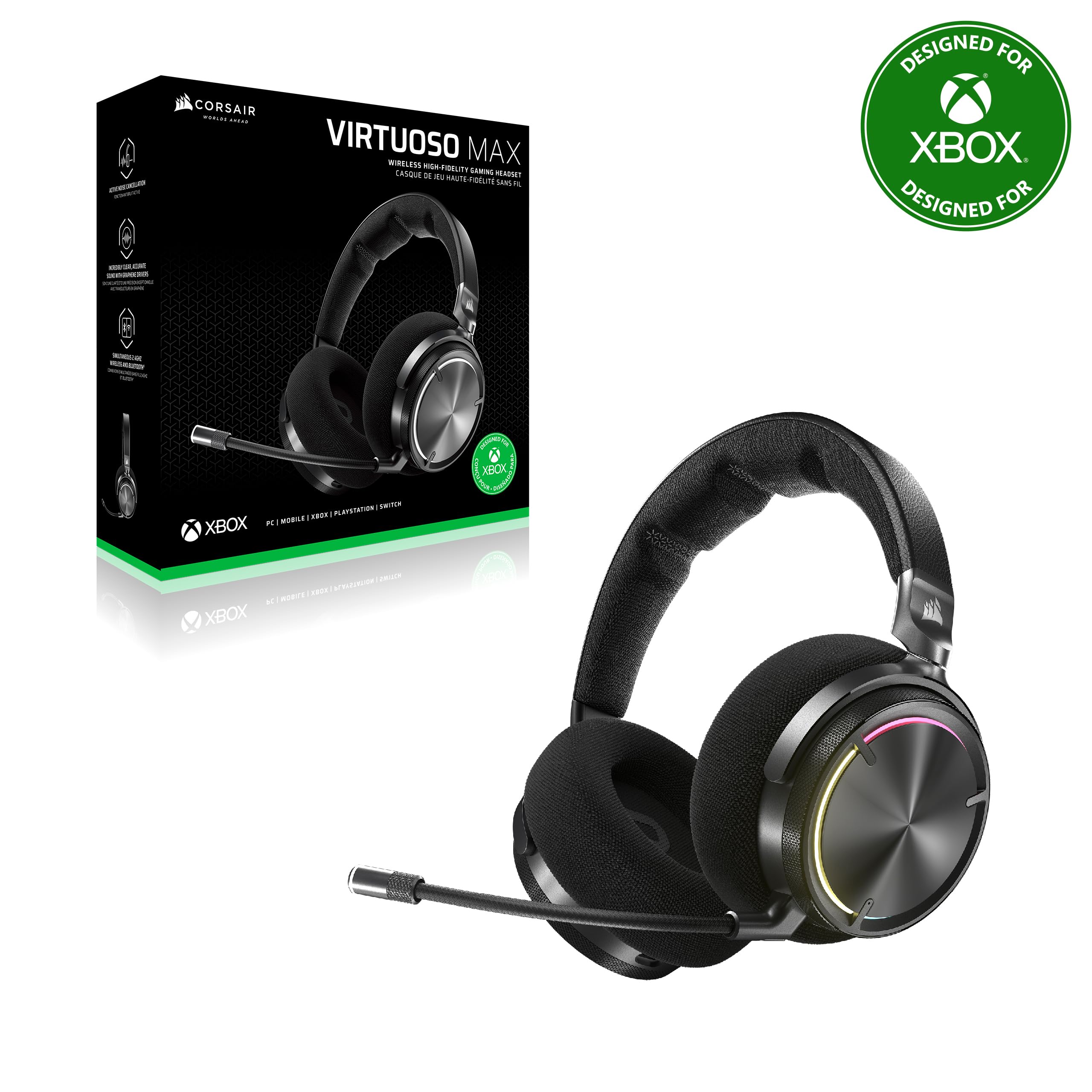 corsair-virtuoso-max-wireless-per-xbox-cuffie-gaming-bluetooth-carbonio image 8