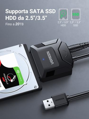 ugreen-adattatore-sata-usb-3-0-5gbps-per-ssd-hdd-2-5-3-5-fino-a-20tb-con-aliment image 8