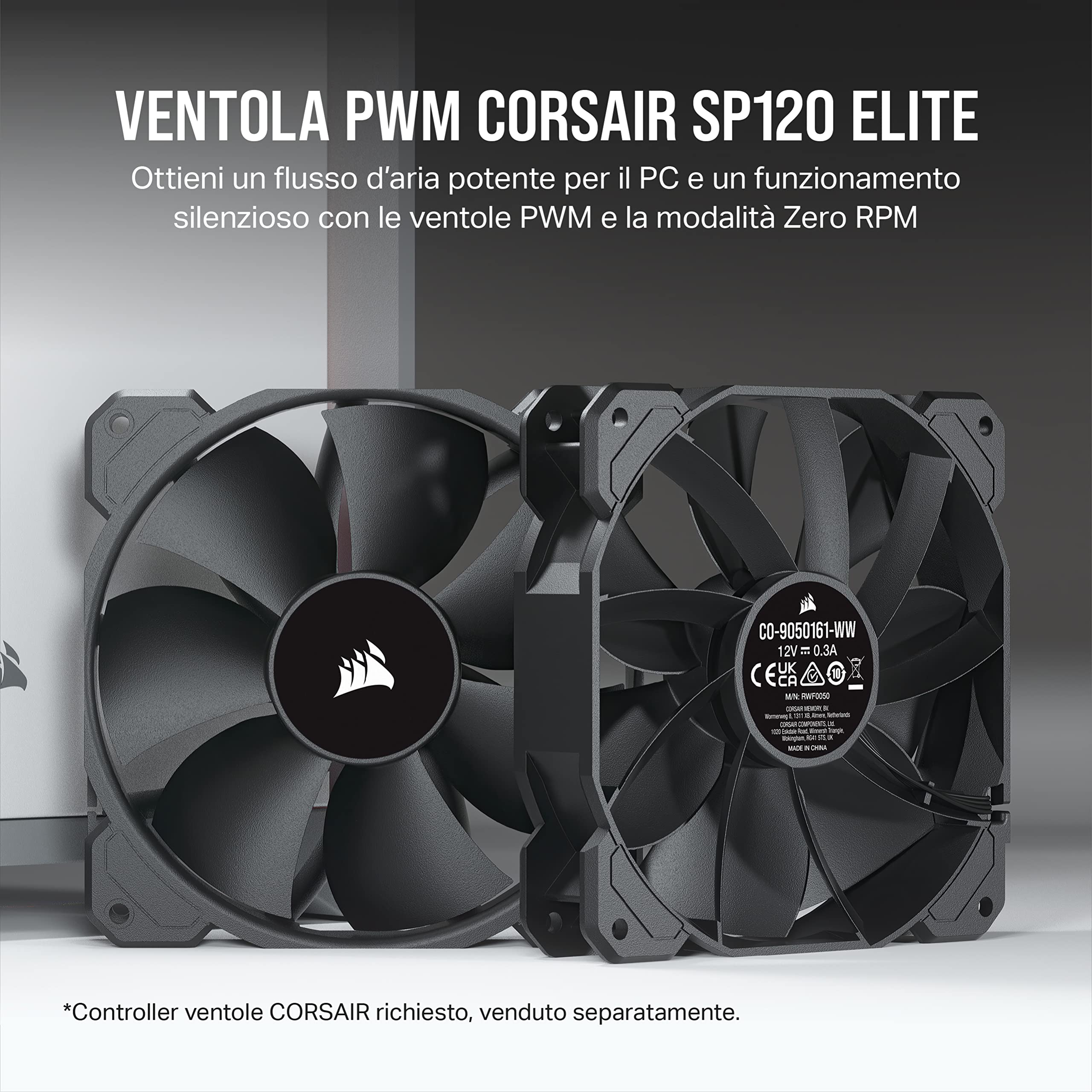 corsair-sp120-elite-ventola-case-120-mm-nero-singola image 2