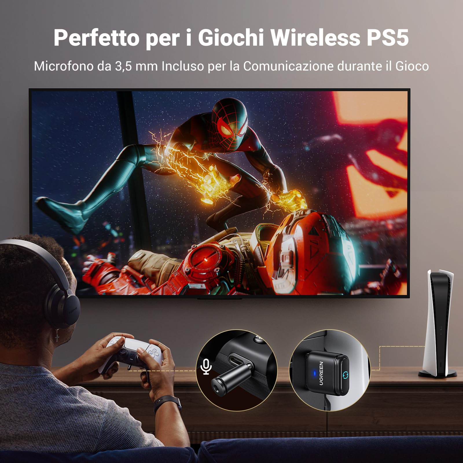 ugreen-dongle-bluetooth-5-3-aptx-con-microfono-per-ps5-ps4-switch-pc image 3