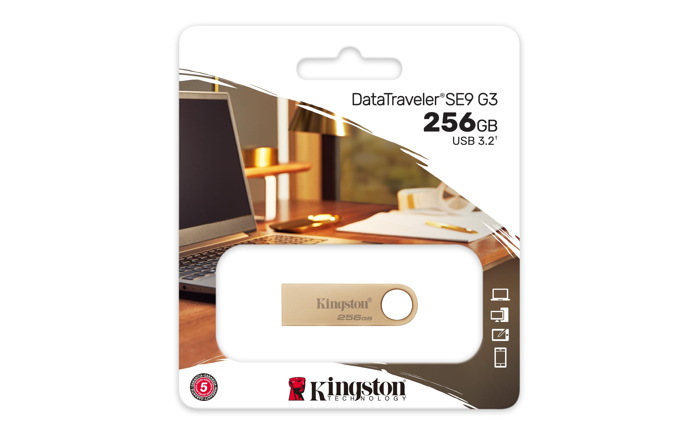 kingston-datatraveler-se9-gen-3-256gb-usb-3-2-gen-1-metallo-oro-220mb-s image 3
