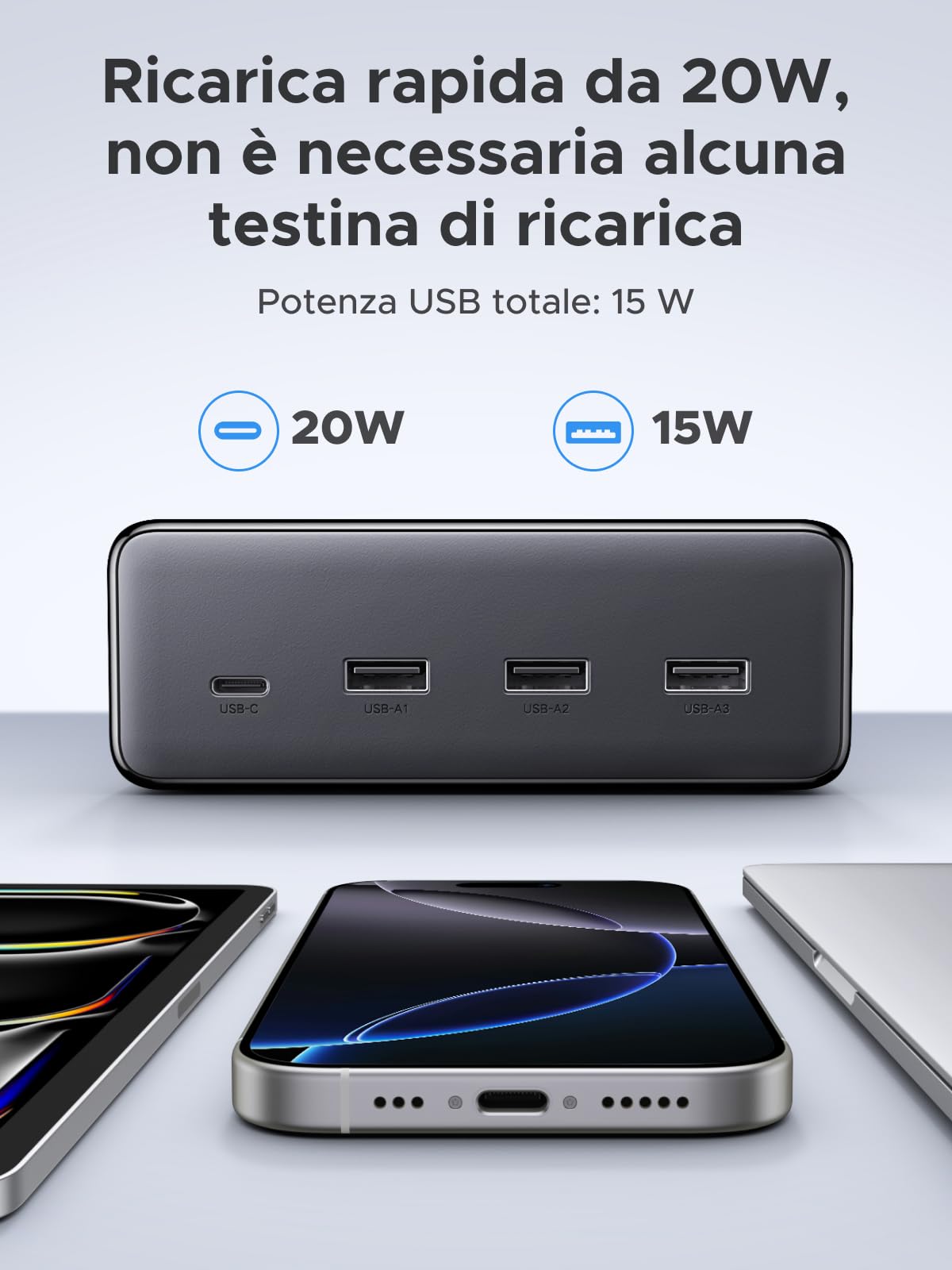 ugreen-10-in-1-ciabatta-multipresa-3680w-6-prese-4-usb-pd-20w-nera image 3