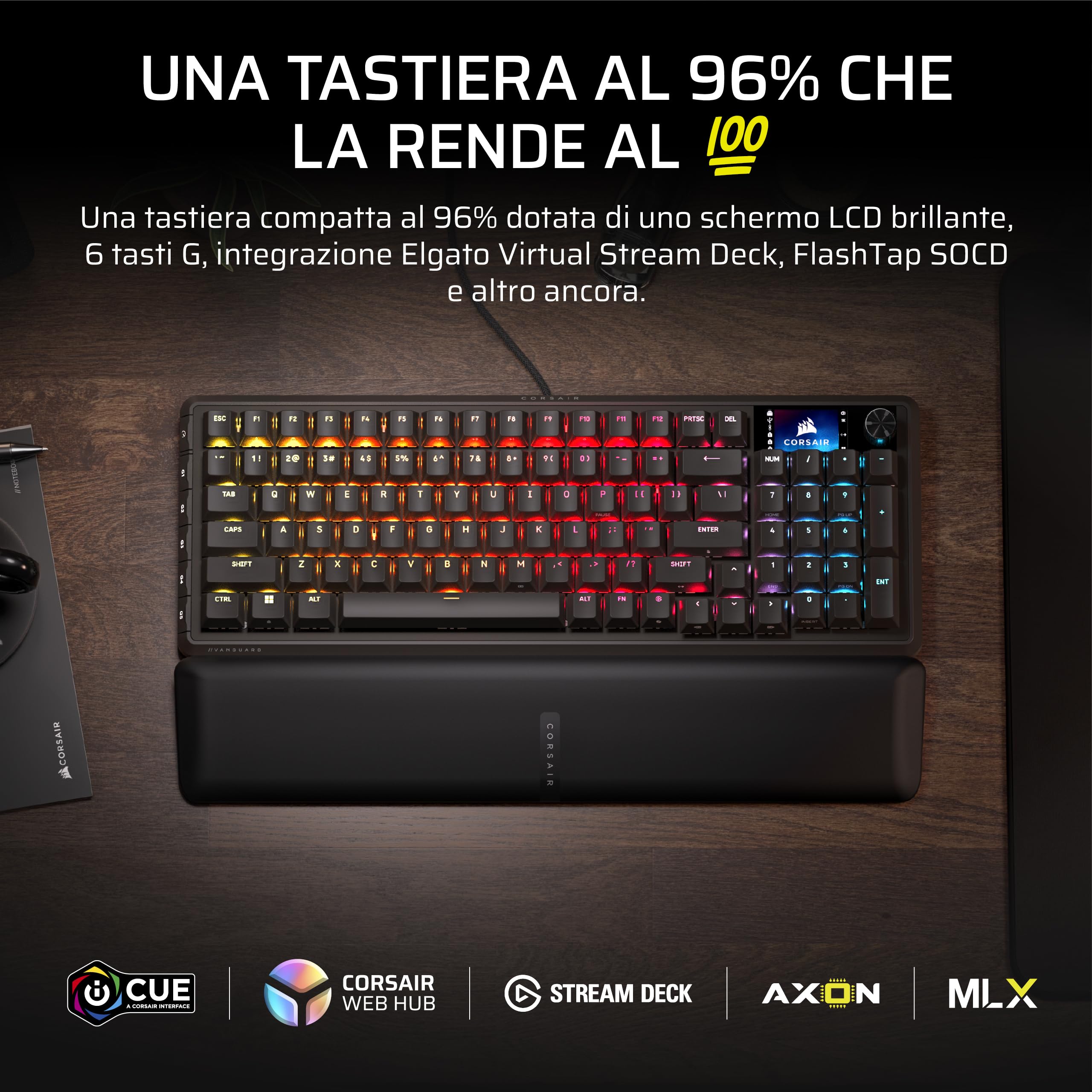 corsair-vanguard-96-tastiera-meccanica-gaming-cablata-layout-it-nero image 2