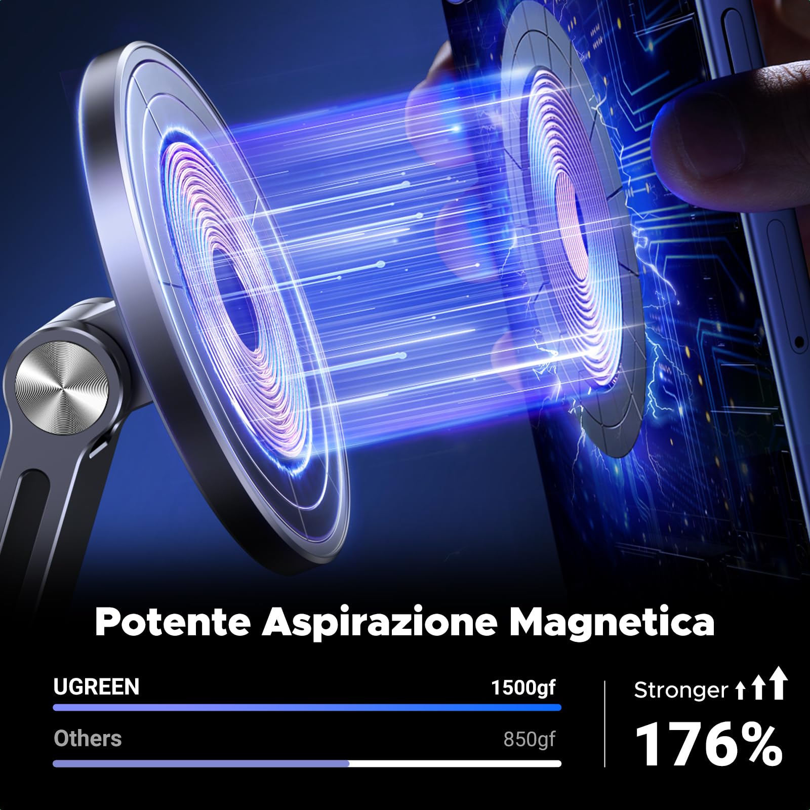 ugreen-supporto-magnetico-magsafe-da-tavolo-pieghevole-in-alluminio-argento image 3