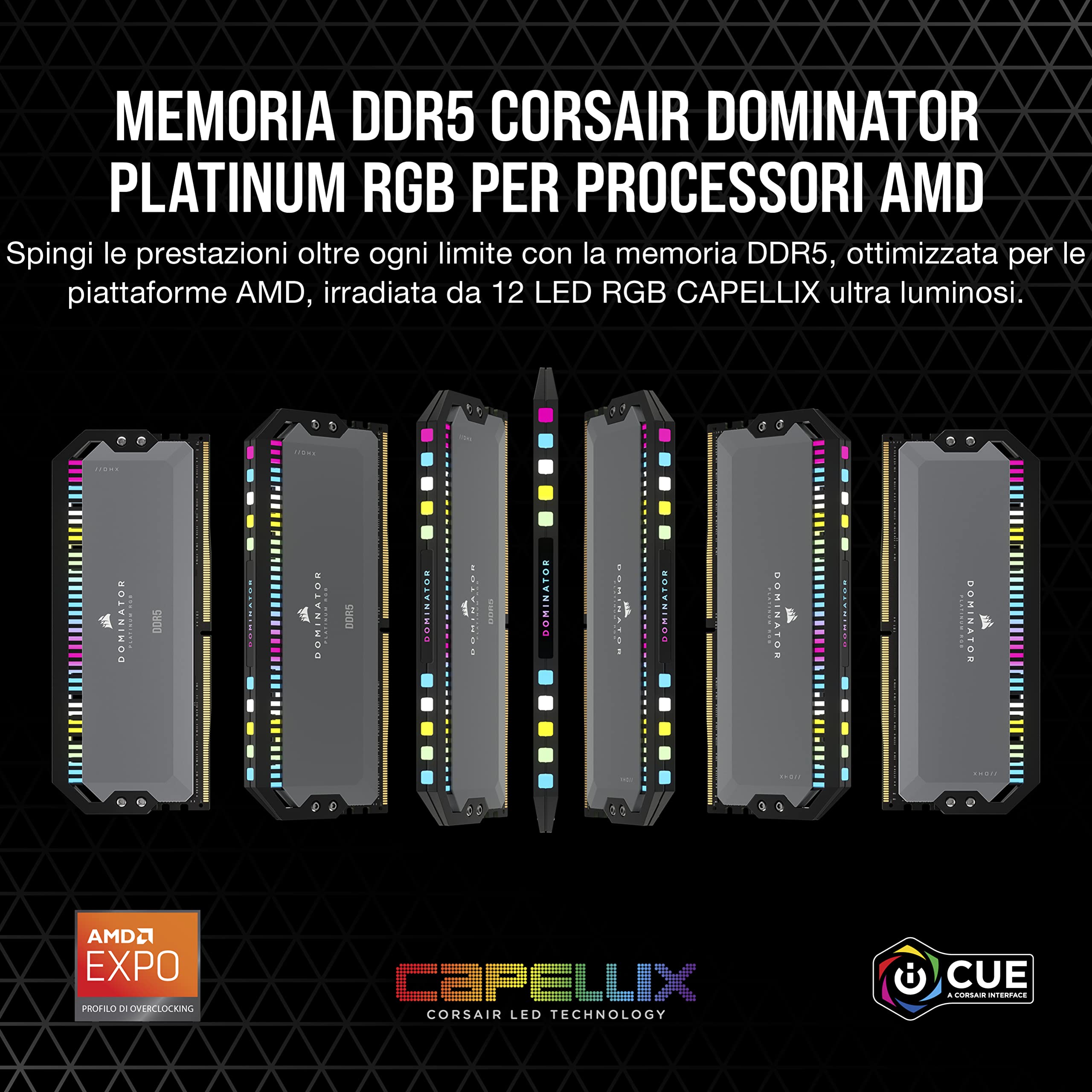 corsair-dominator-platinum-rgb-ddr5-64gb-2x32gb-5200mhz-cl40-grigio-amd-expo image 2