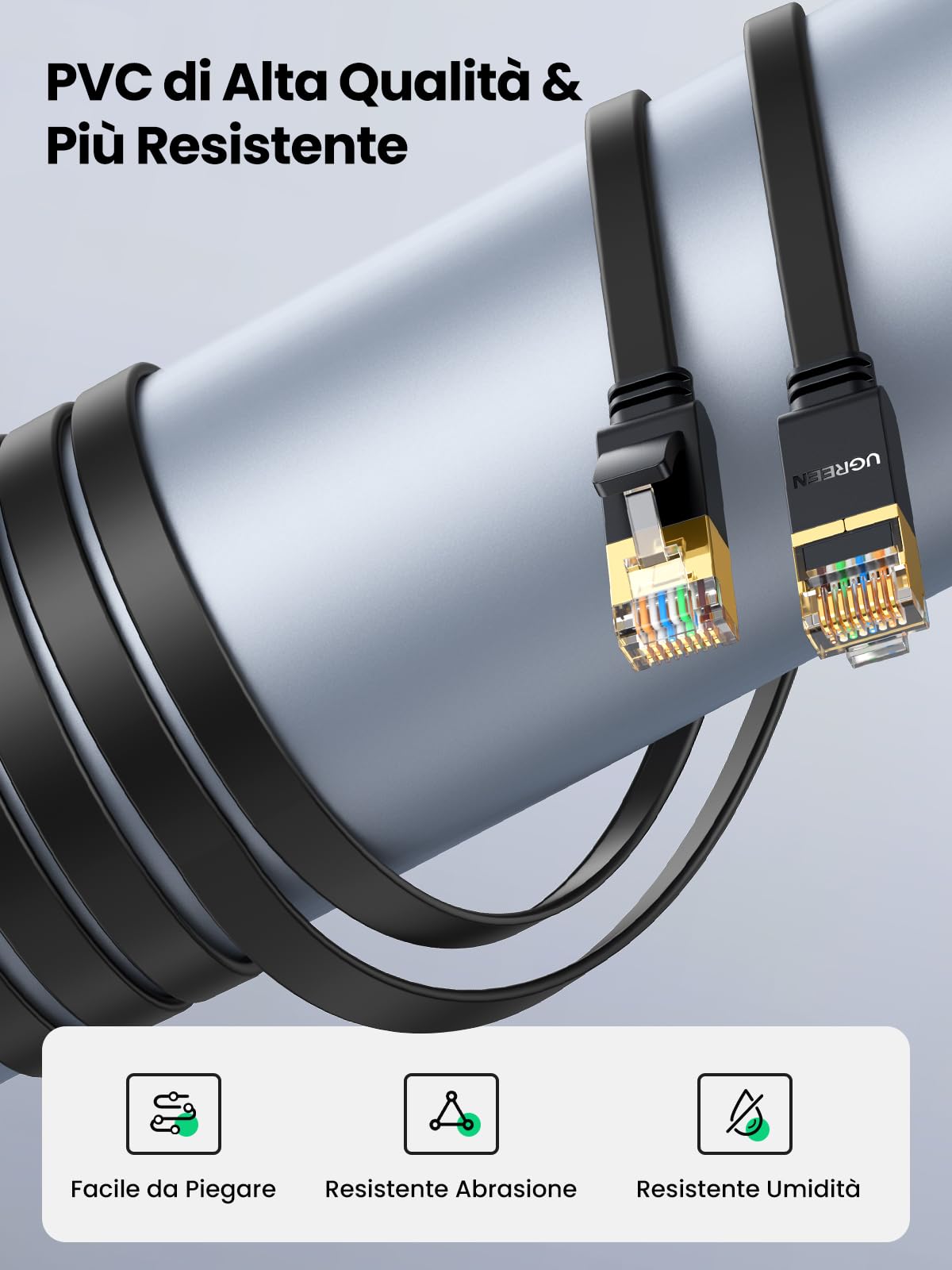 ugreen-cavo-ethernet-cat-7-piatto-rj45-10gbps-600mhz-1m image 5