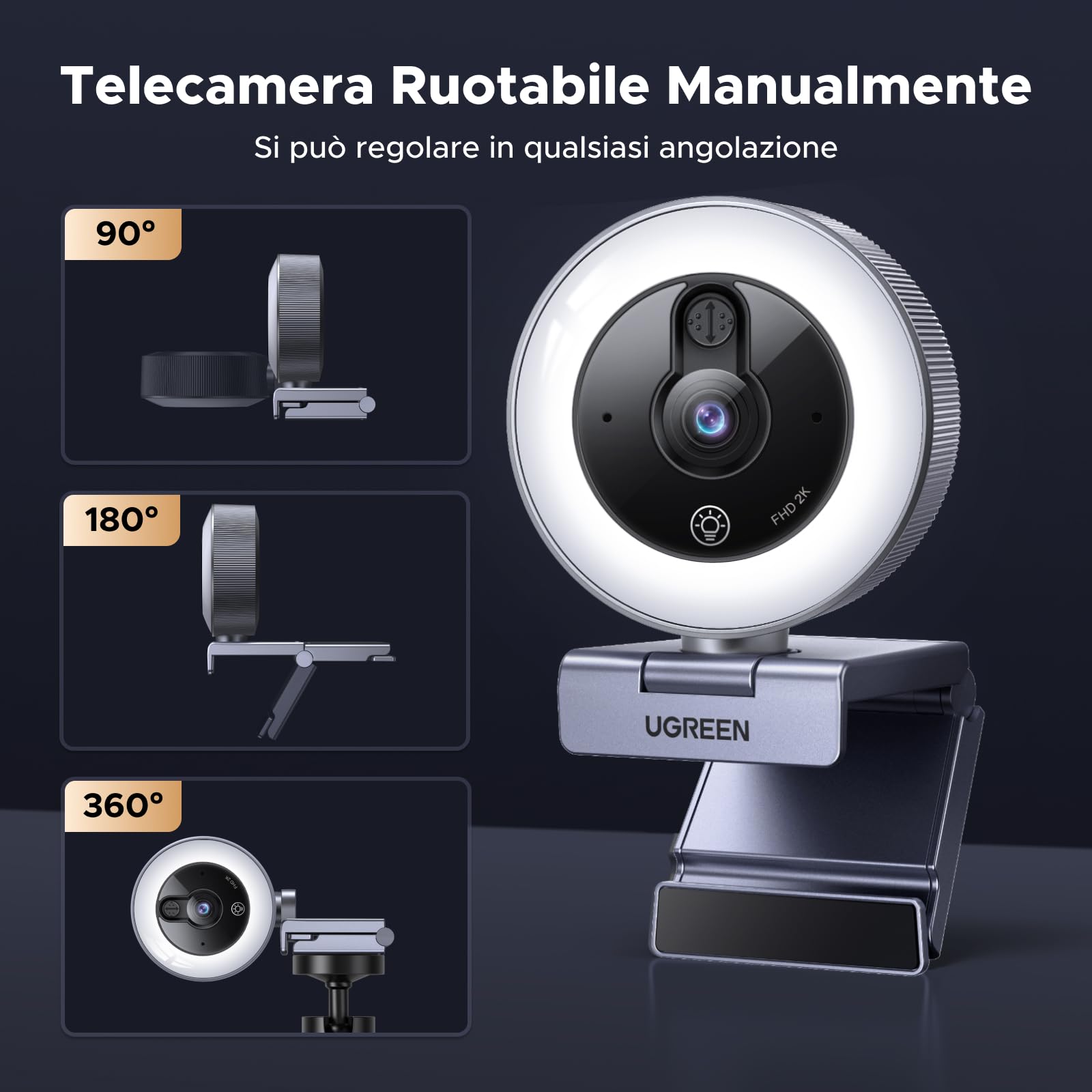 ugreen-webcam-2k-30fps-usb-a-usb-c-con-luce-led-e-doppio-microfono image 7