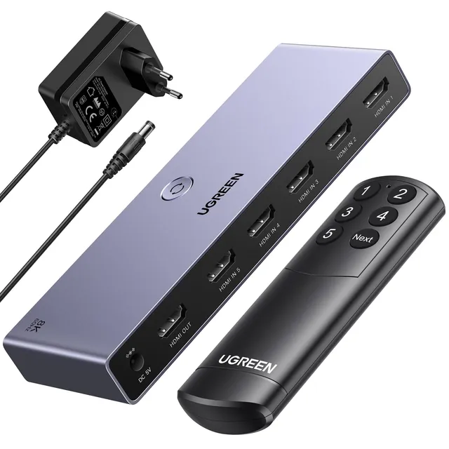 ugreen-switch-hdmi-2-1-5-ingressi-1-uscita-8k-60hz-4k-240hz-con-telecomando image 1