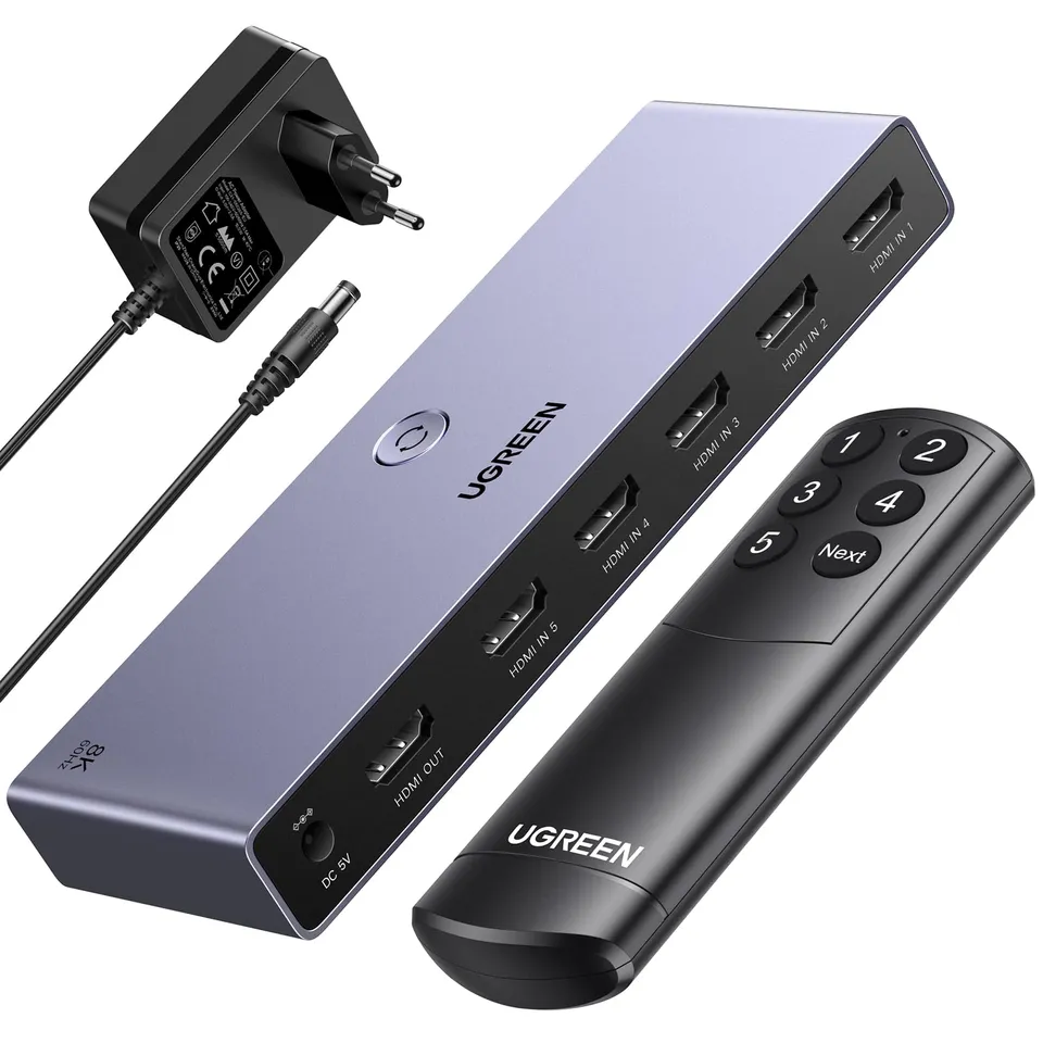 ugreen-switch-hdmi-2-1-5-ingressi-1-uscita-8k-60hz-4k-240hz-con-telecomando image 1