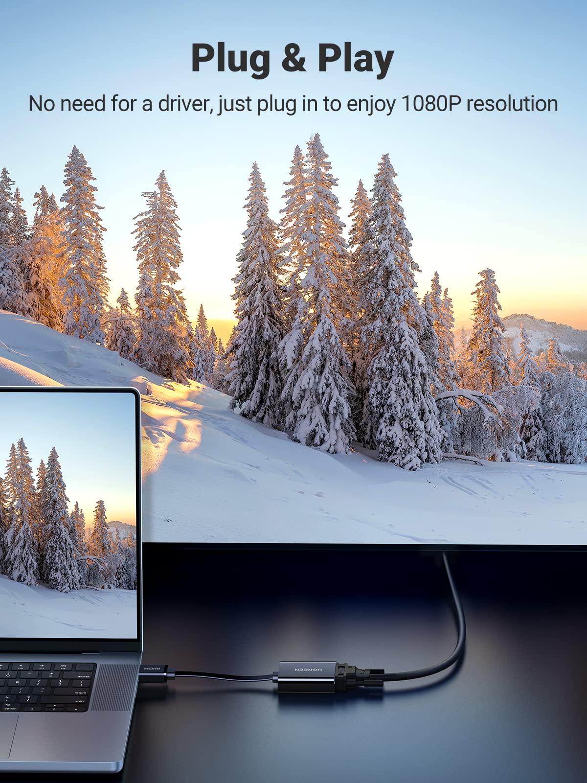 ugreen-adattatore-hdmi-a-vga-attivo-1080p-con-audio-jack-3-5mm-nero image 3