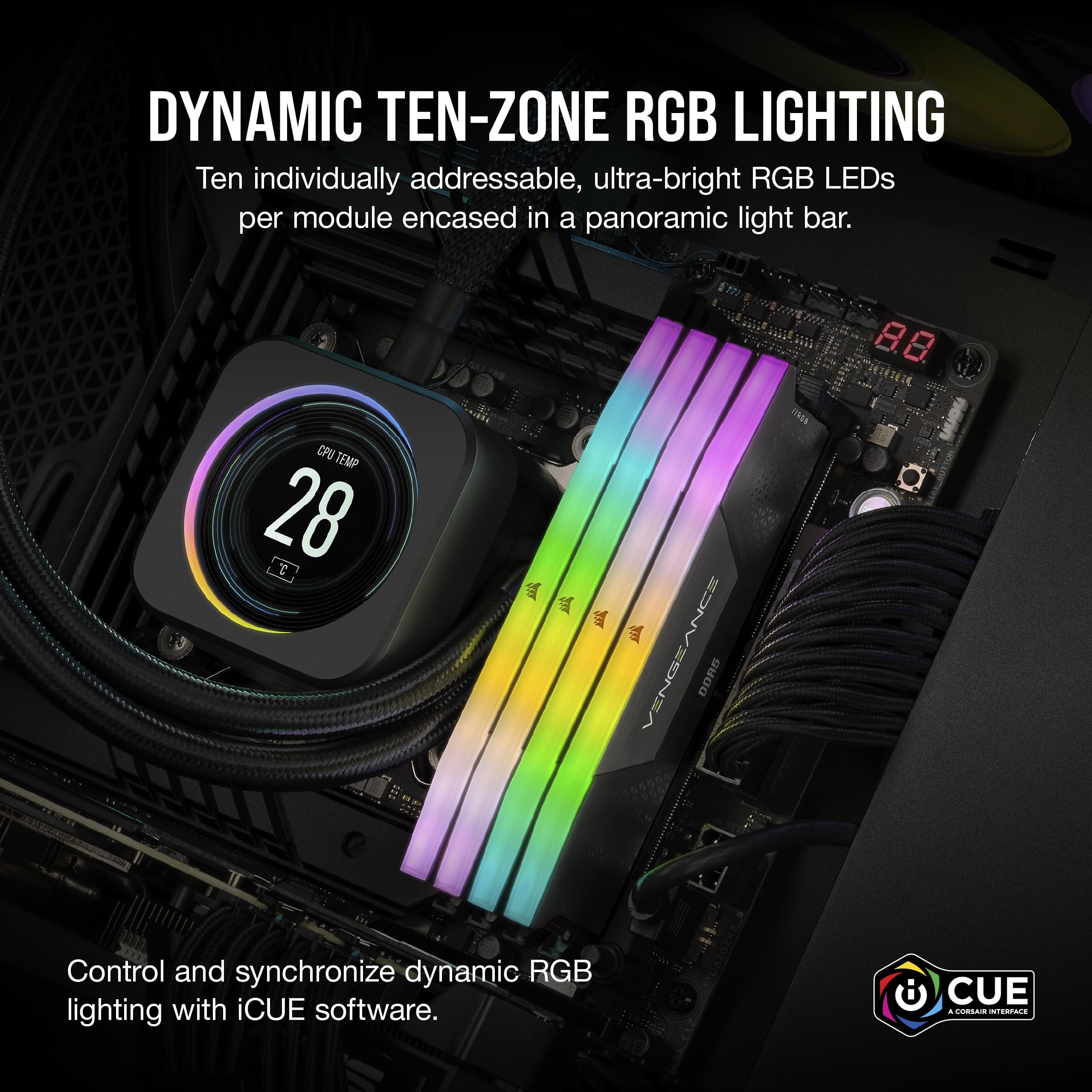corsair-vengeance-rgb-ddr5-16gb-1-x-16gb-5600mhz-cl40-ram-desktop-nero-intel-xmp image 4