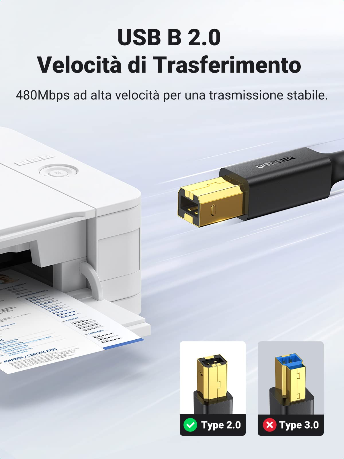 ugreen-cavo-stampante-usb-2-0-a-a-b-maschio-1-5m-480mbps image 2