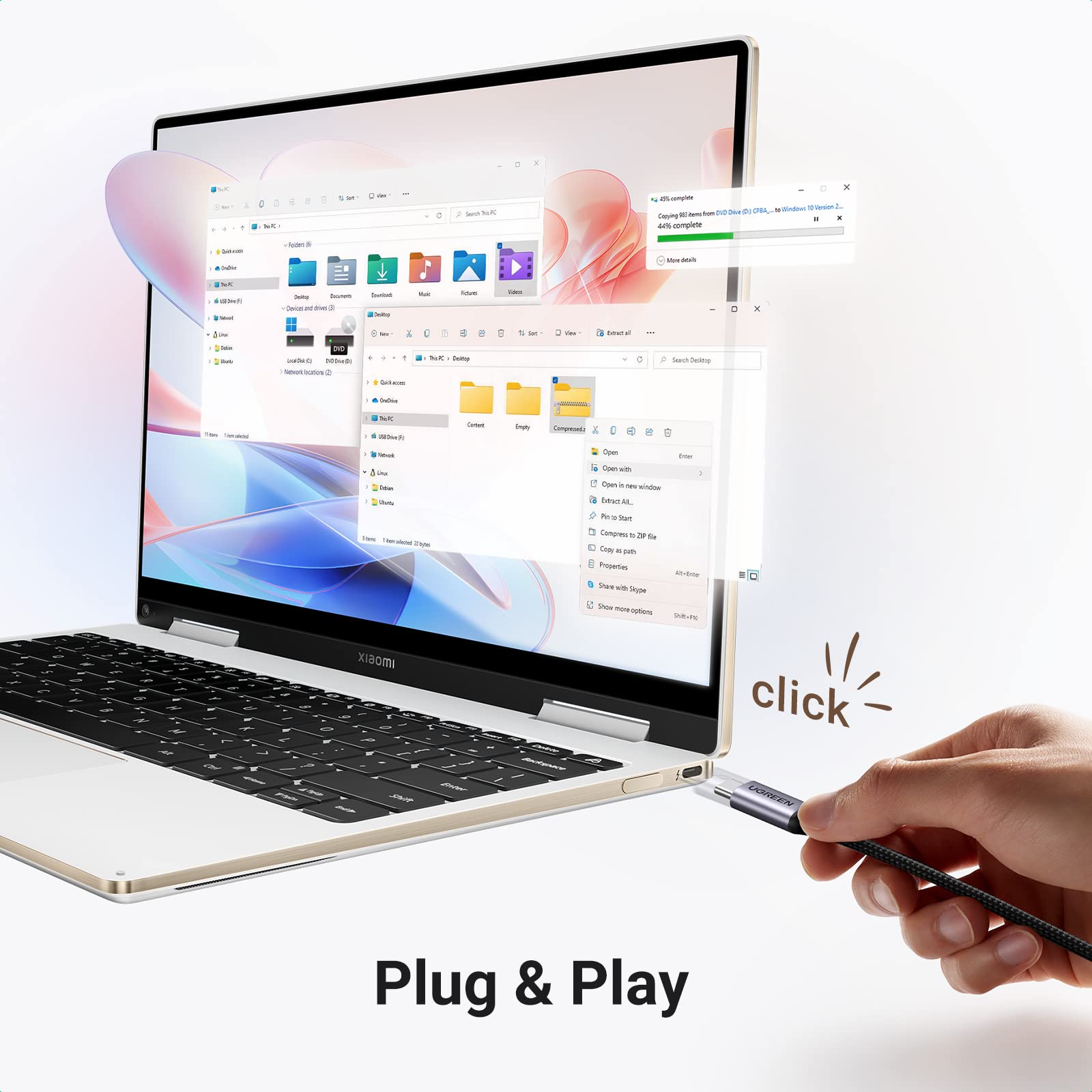 ugreen-hub-usb-c-a-4-porte-5-gbps-con-2x-usb-c-2x-usb-a-in-alluminio image 6