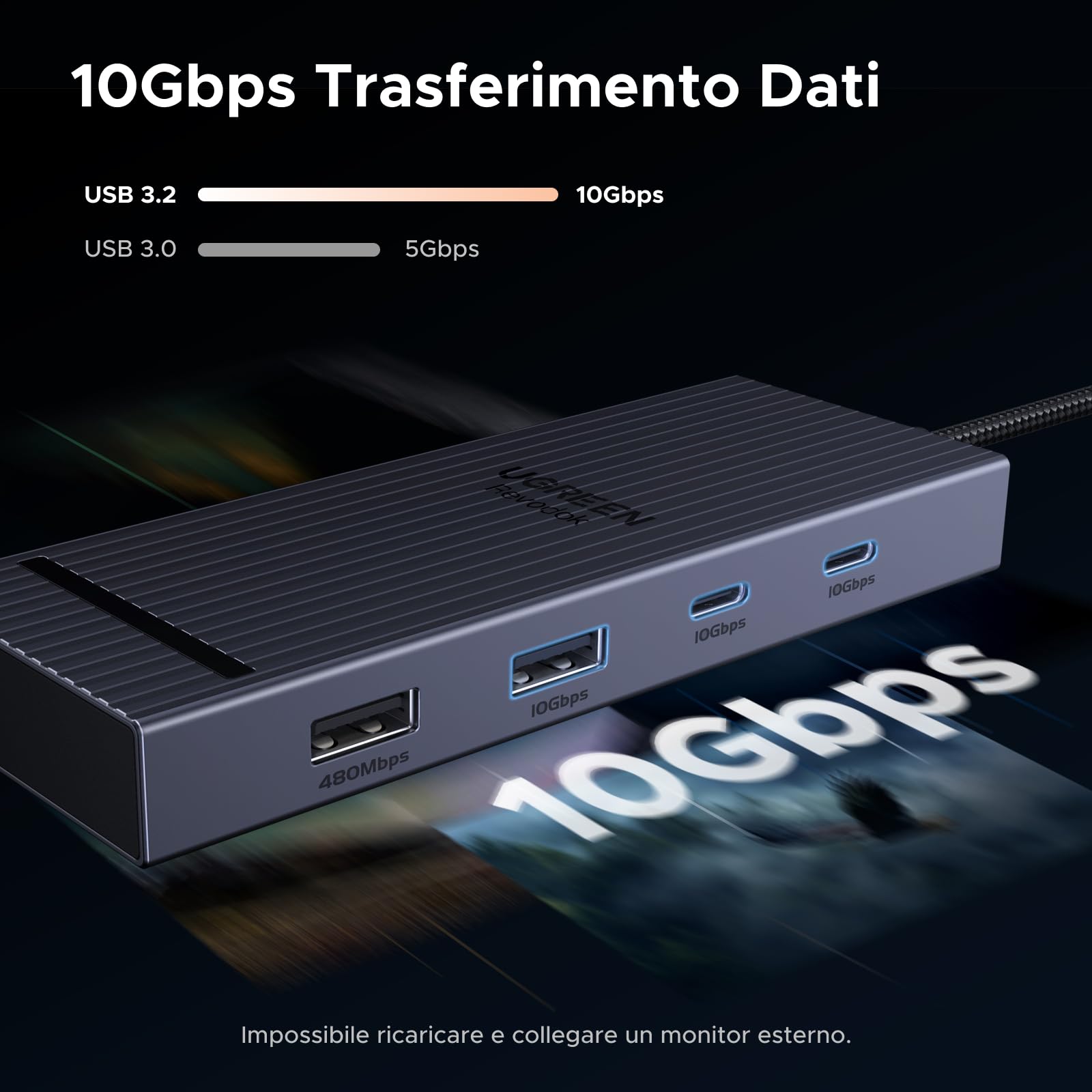 ugreen-revodok-pro-108-hub-usb-c-8-in-1-con-hdmi-4k-60hz-10gbps-pd-100w-e-lettor image 3