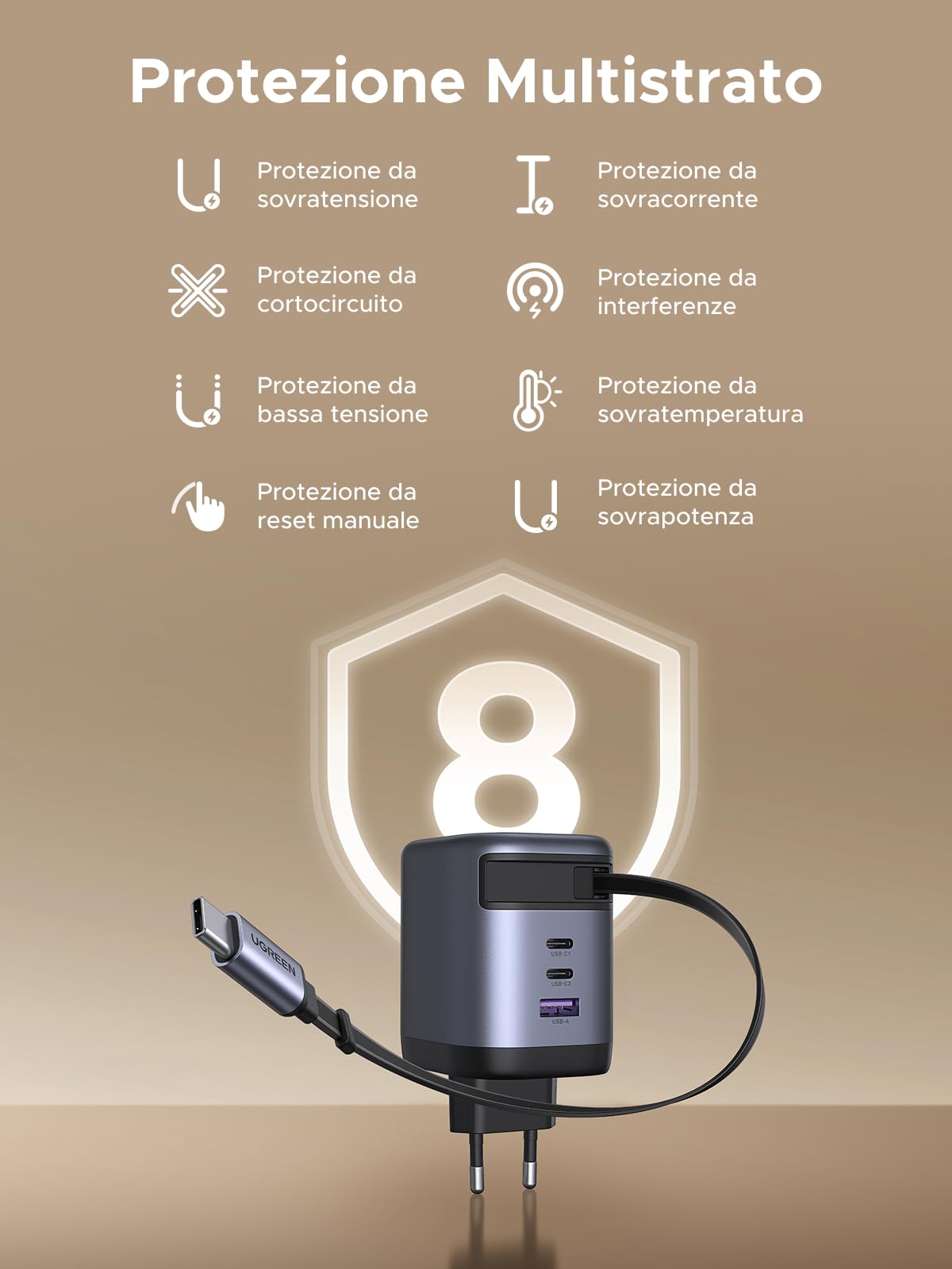ugreen-nexode-100w-caricatore-usb-c-gan-retrattile-4-in-1 image 5