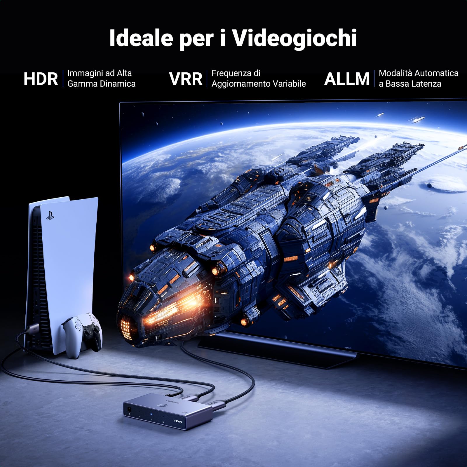 ugreen-switch-hdmi-2-1-8k-60hz-4k-120hz-3-ingressi-1-uscita-con-telecomando image 3