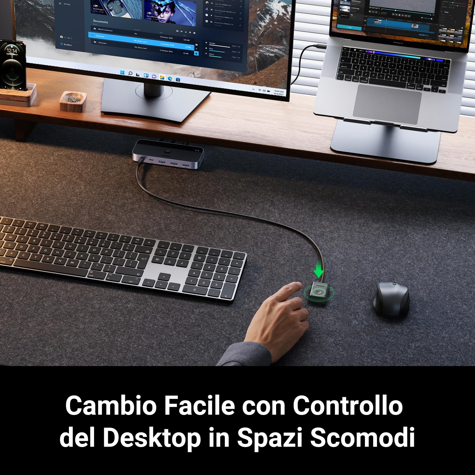 ugreen-switch-kvm-usb-3-0-2-in-4-out-5-gbps-con-controllo-da-tavolo image 5