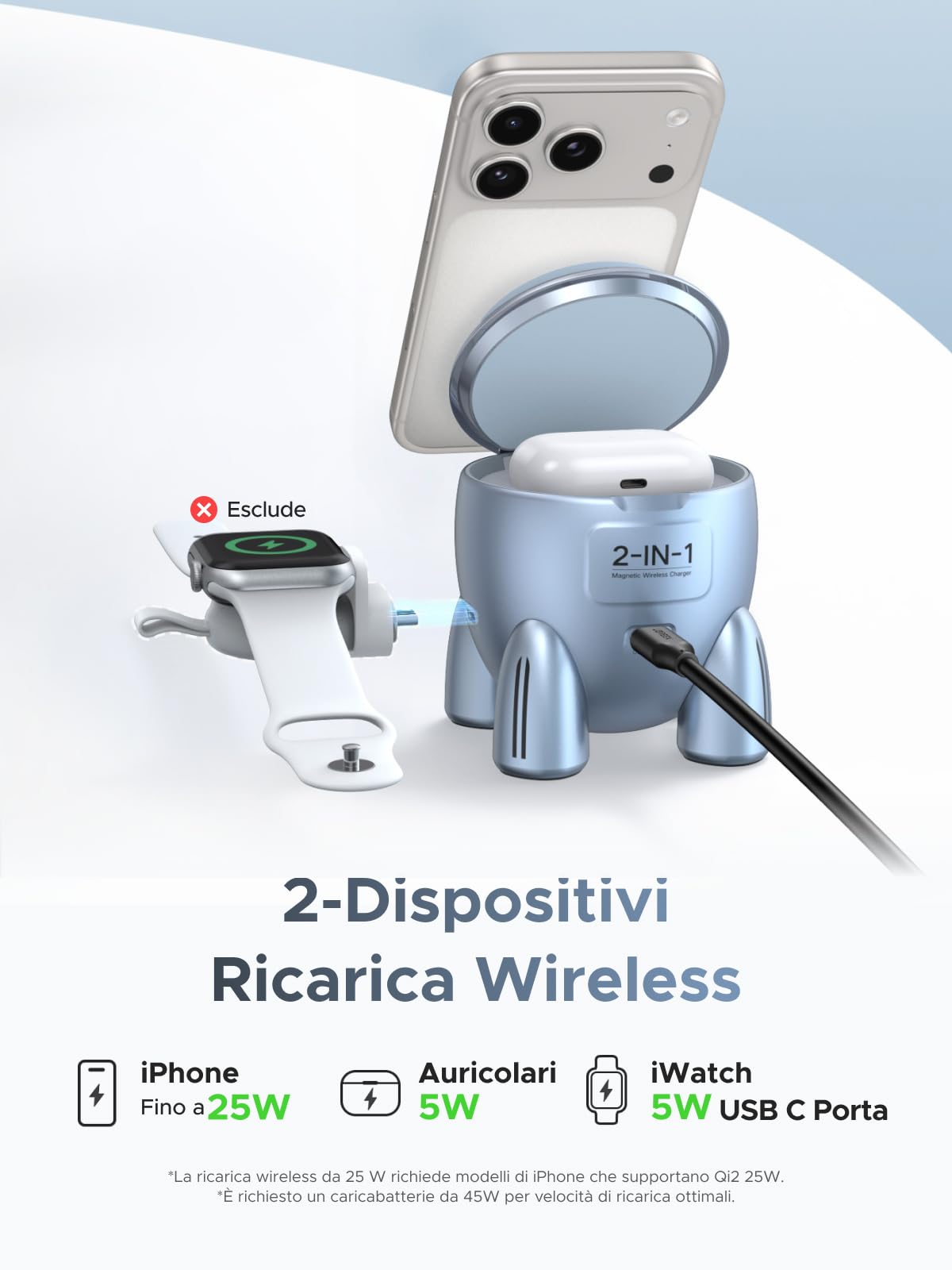 ugreen-uno-qi2-25w-caricatore-wireless-magnetico-2-in-1-grigio image 4