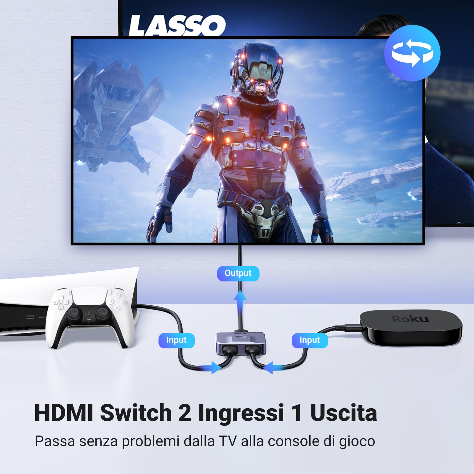 ugreen-switch-hdmi-2-0-4k-60hz-bidirezionale-2-in-1-out-1-in-2-out-grigio image 2