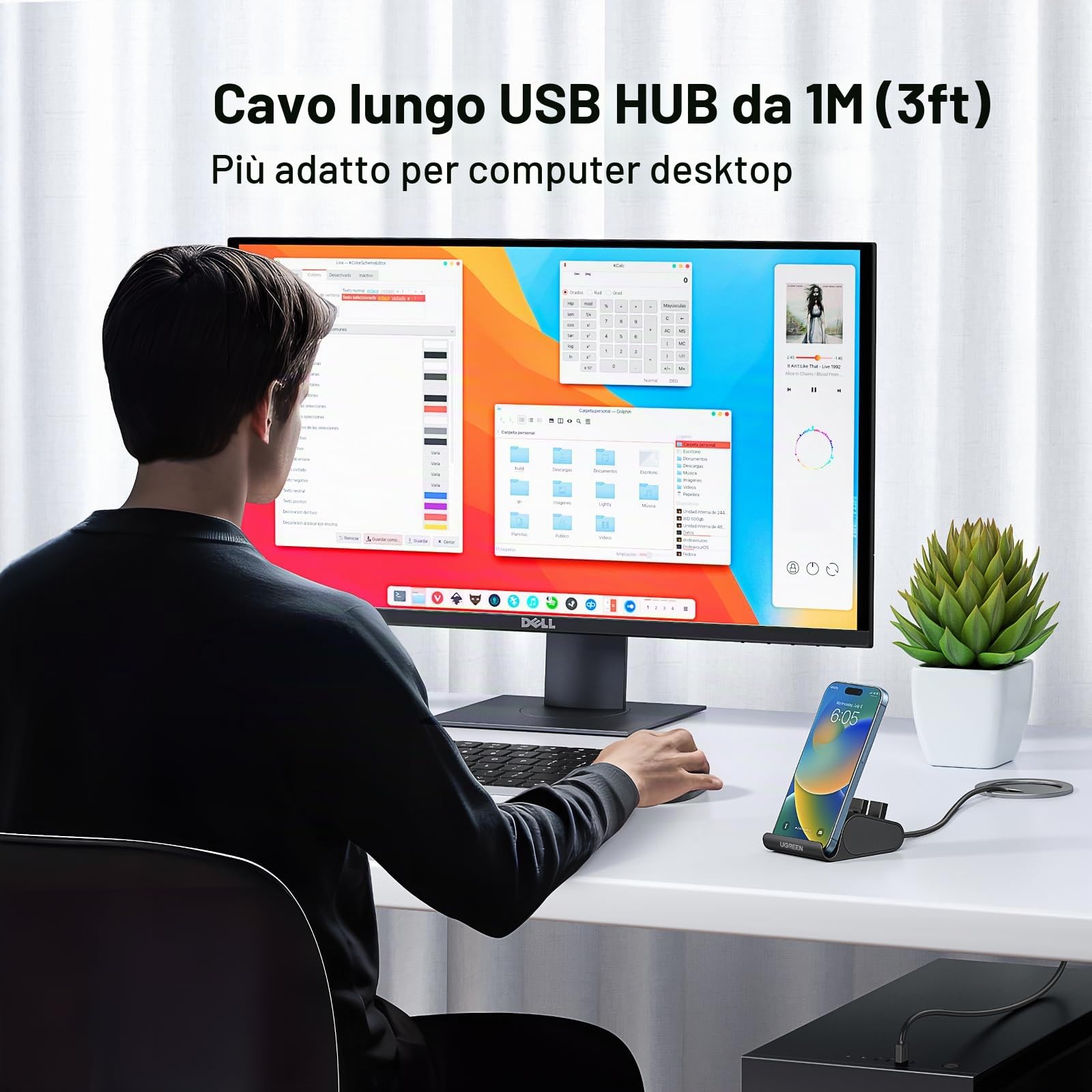 ugreen-hub-usb-3-0-3-porte-lettore-schede-sd-tf-ms-m2-con-cavo-1m image 6