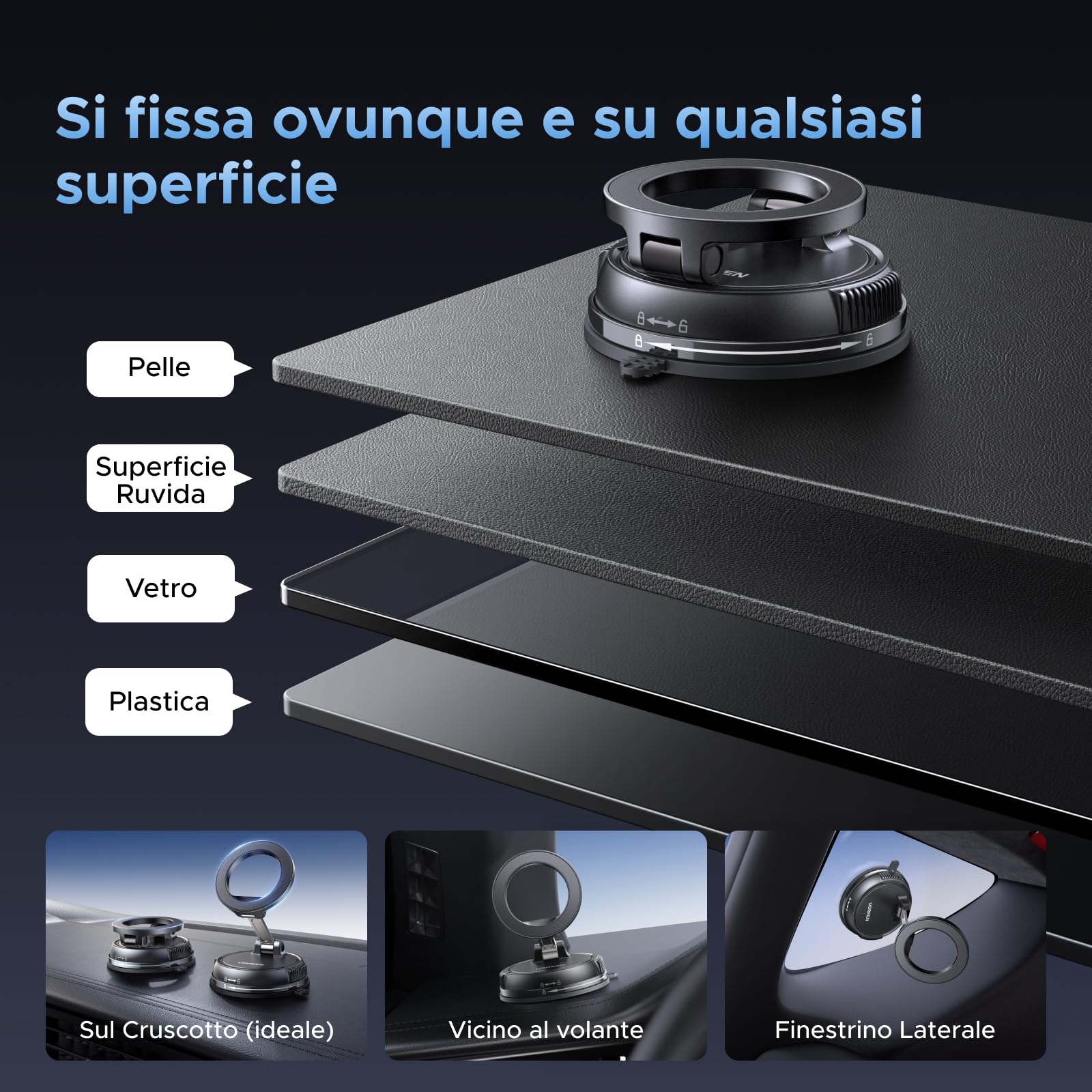 ugreen-supporto-telefono-auto-magnetico-magsafe-rotazione-360-nero image 5