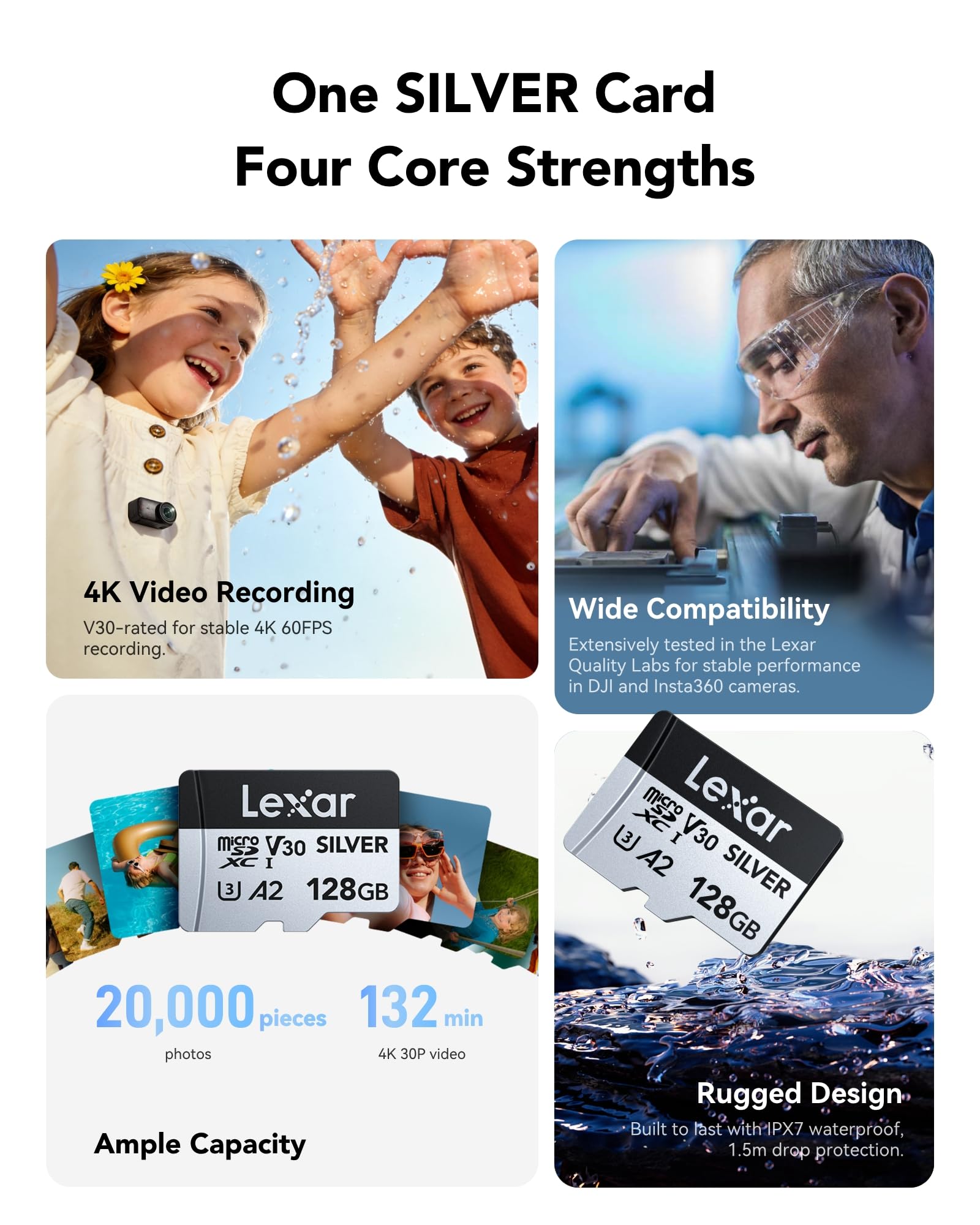 lexar-silver-micro-sd-card-128gb-v30-u3-fino-a-205mb-s image 2