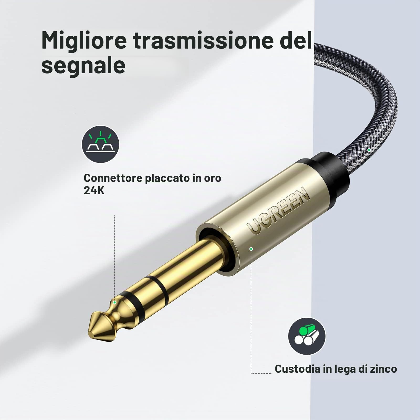 ugreen-cavo-jack-audio-3-5mm-a-6-35mm-2m-nylon-stereo-hi-fi image 5