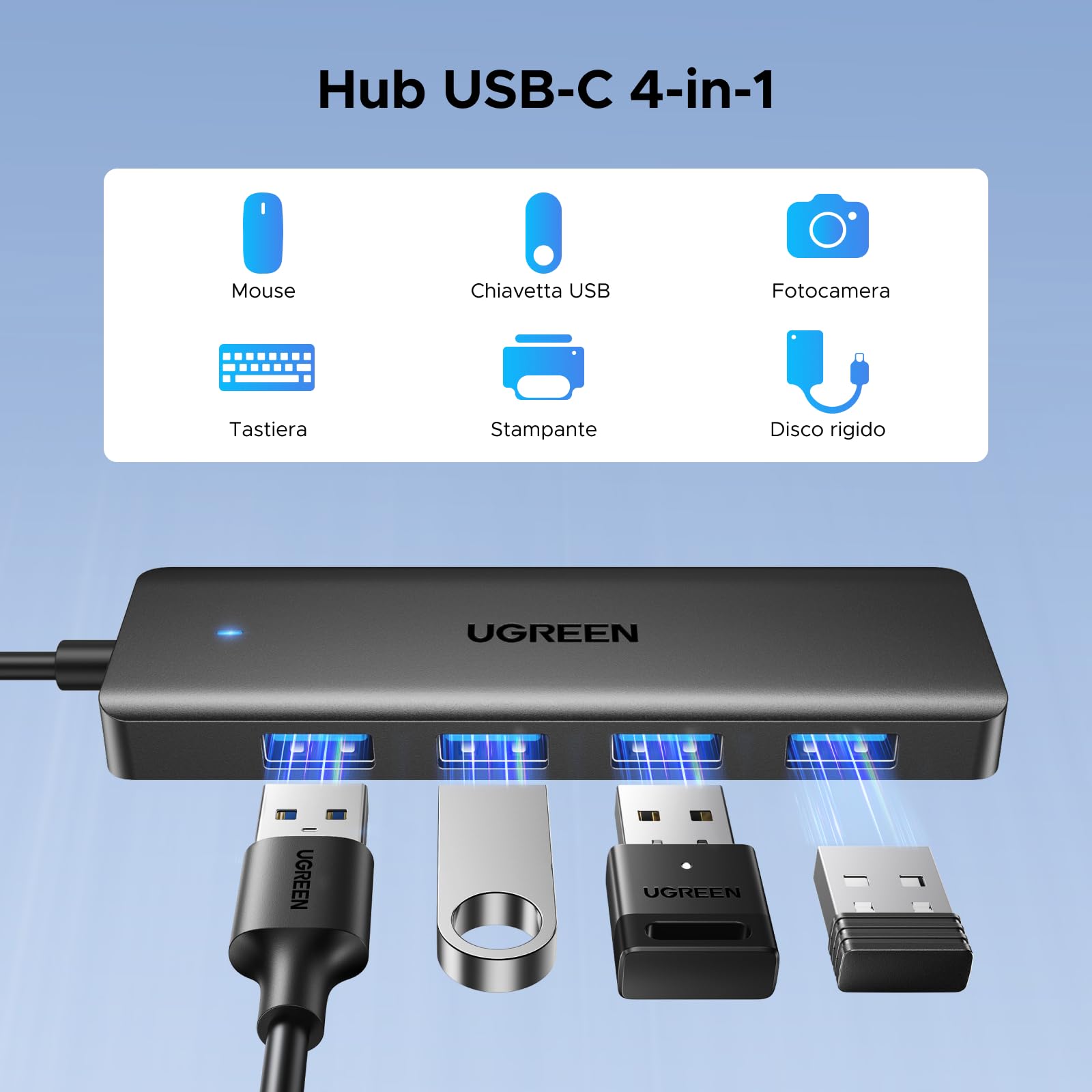 ugreen-hub-usb-c-a-4-porte-usb-3-0-5gbps-15cm image 2
