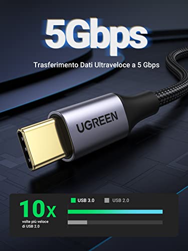 ugreen-cavo-usb-a-a-usb-c-3-0-5gbps-3a-ricarica-rapida-1m-nylon image 8