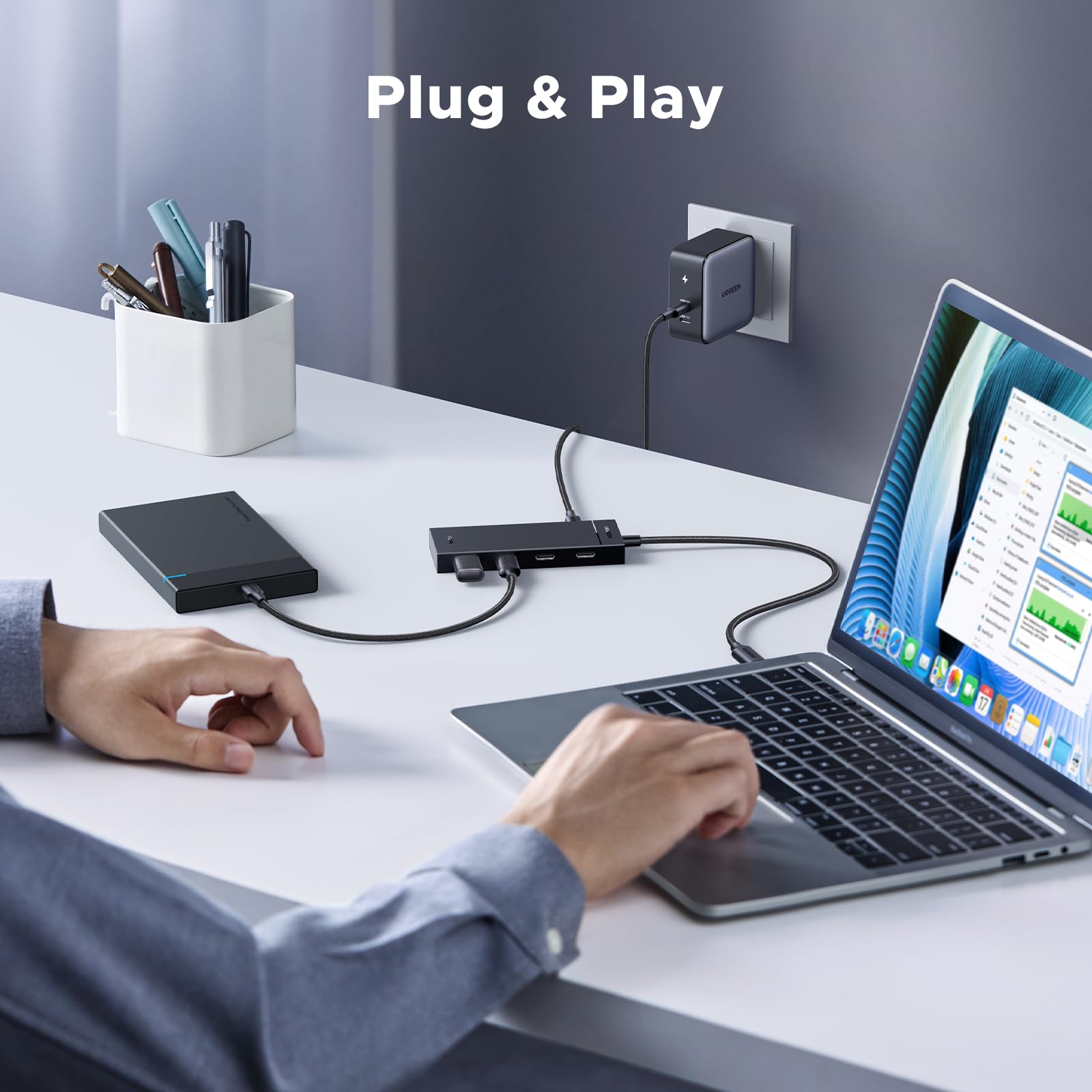 ugreen-hub-usb-c-5-in-1-10gbps-con-ricarica-pd-100w-4-porte-dati image 5