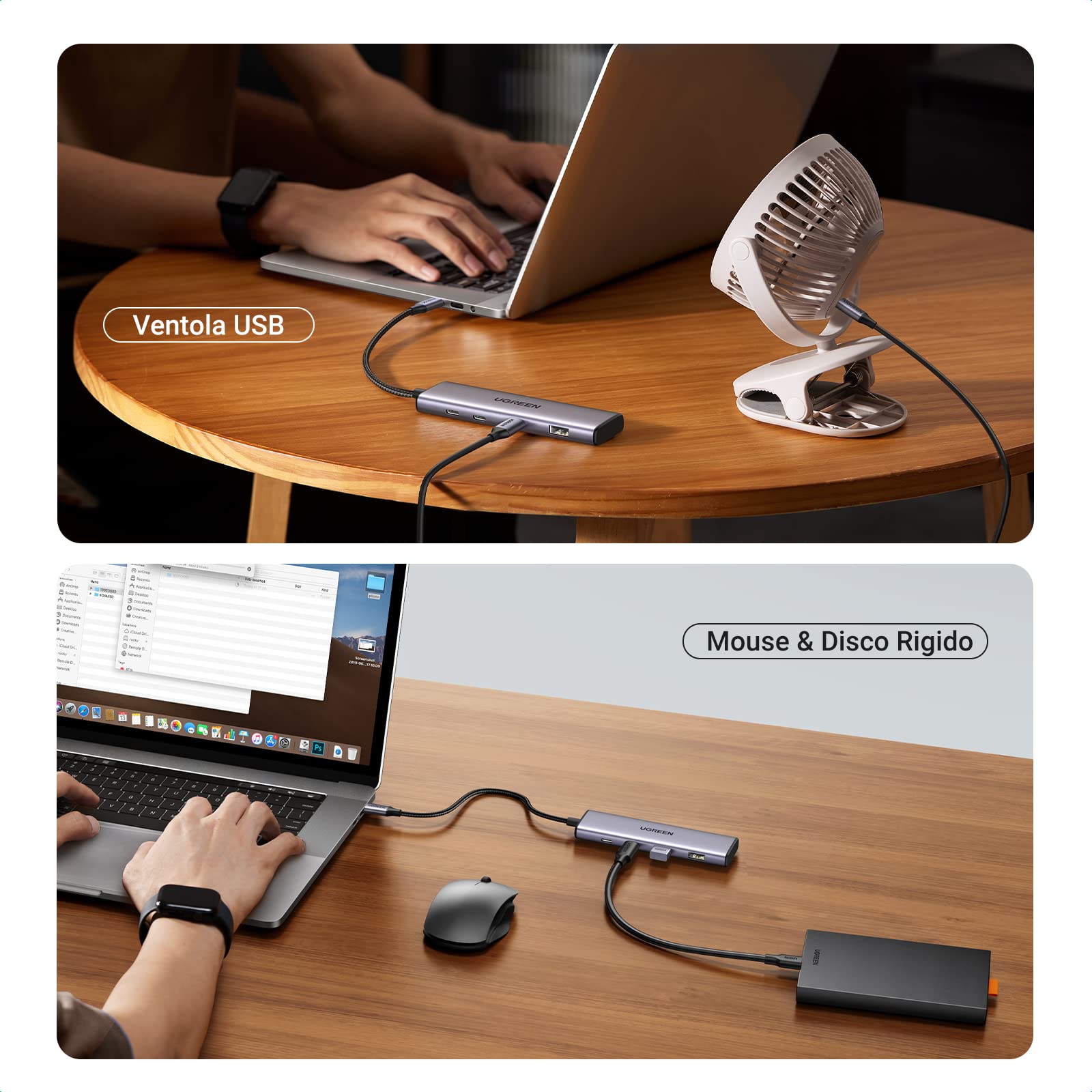 ugreen-hub-usb-c-a-4-porte-5-gbps-con-2x-usb-c-2x-usb-a-in-alluminio image 5