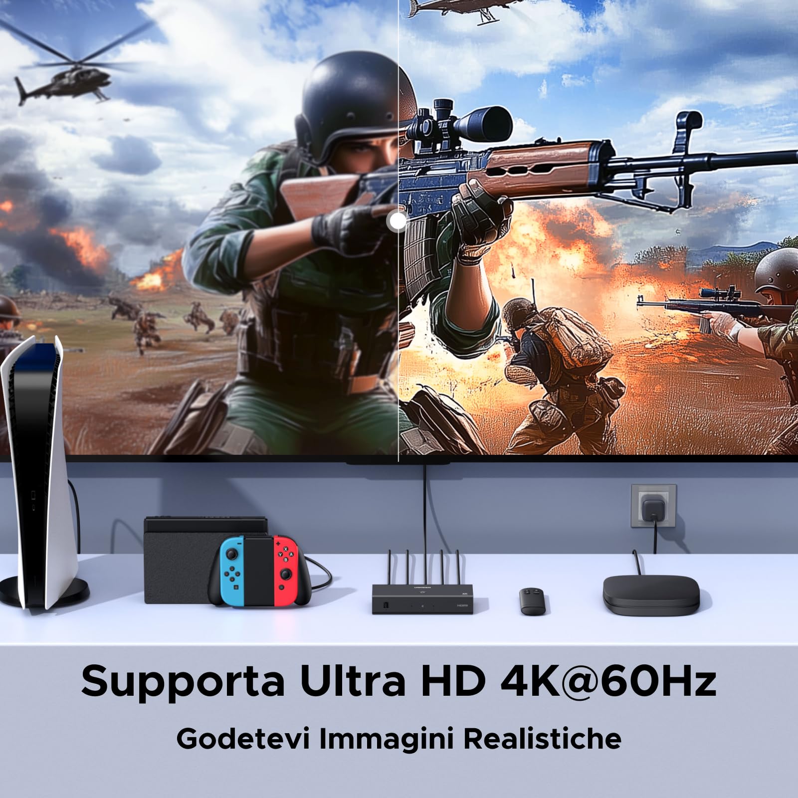 ugreen-hdmi-switch-4k-60hz-3-ingressi-1-uscita-switcher-hdmi-con-telecomando image 3