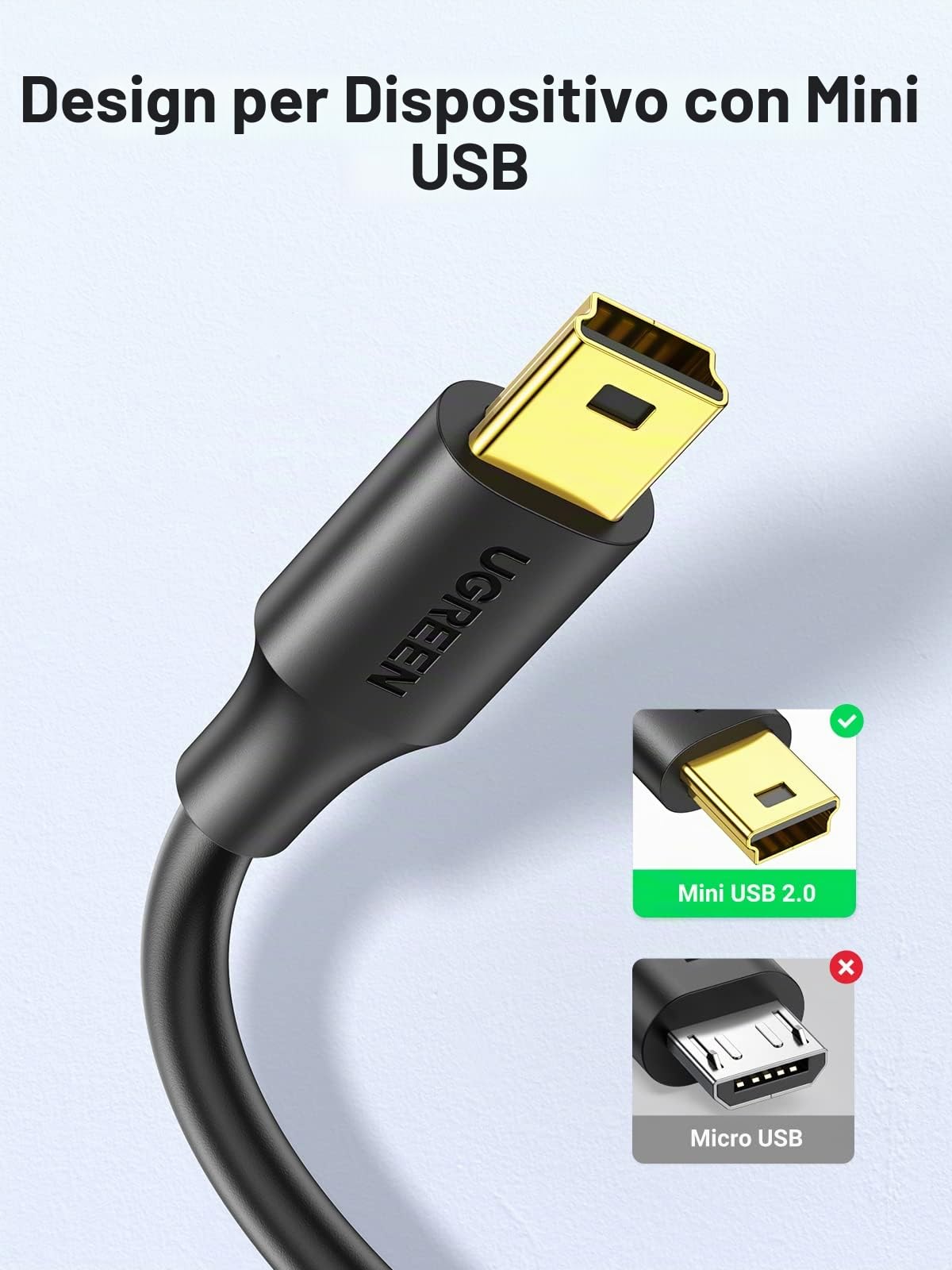 ugreen-cavo-mini-usb-2-0-a-a-mini-b-5-pin-1m-480mbps image 4