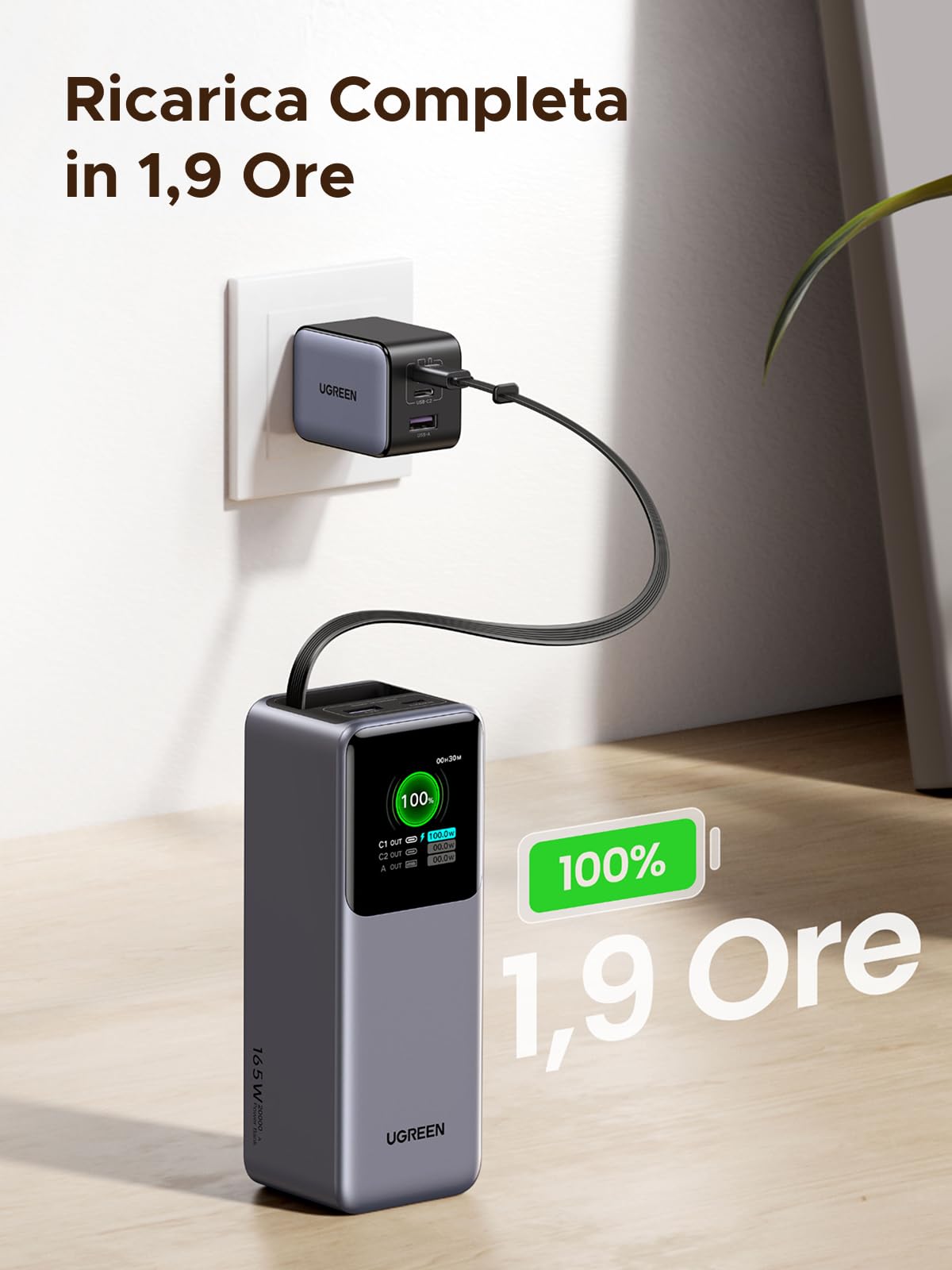 ugreen-nexode-pro-165w-power-bank-20000mah-con-cavo-retrattile-usb-c image 5